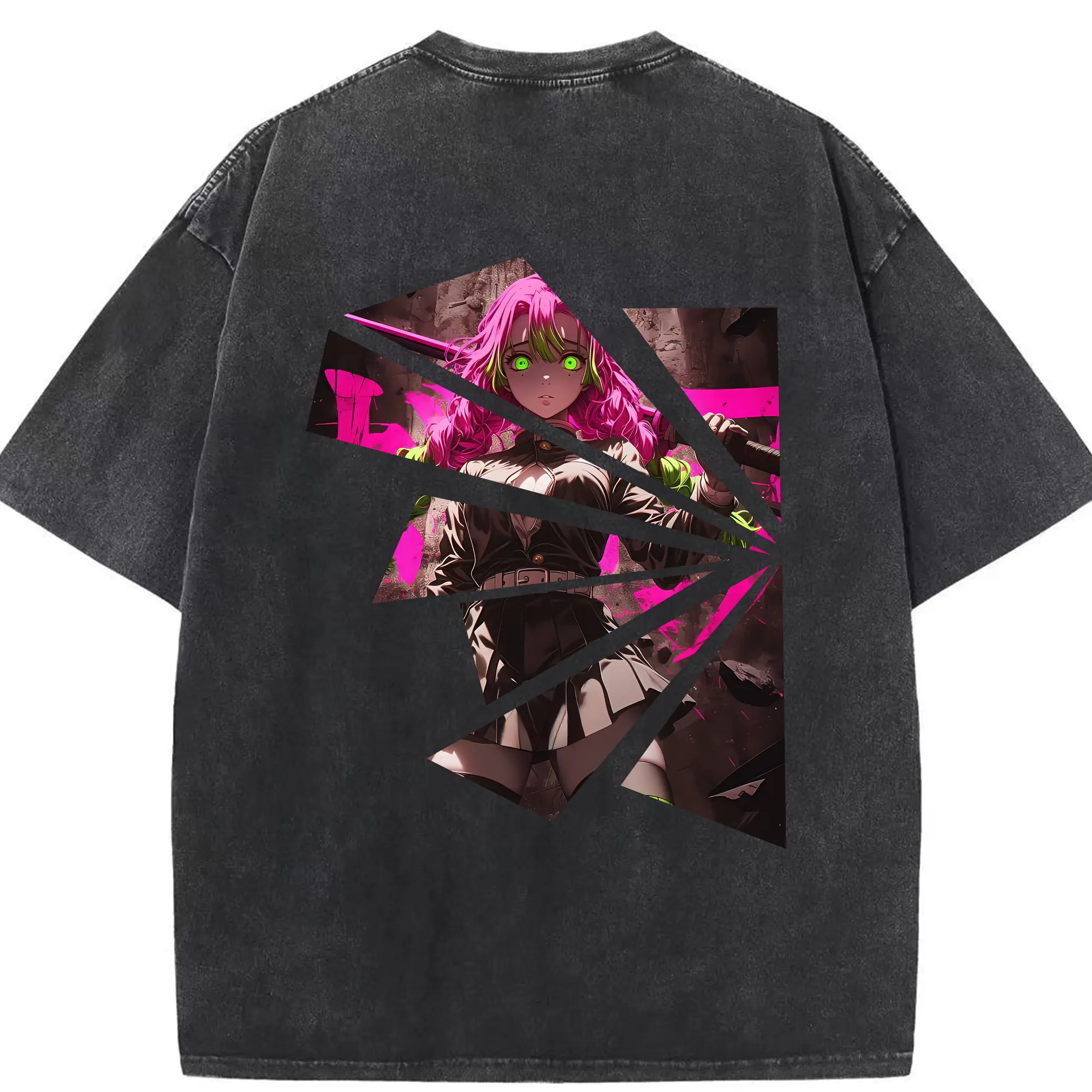 鬼滅の刃 グッズ,甘露寺 蜜璃 - 綿100％ ヴィンテージ風 半袖Tシャツ ・ 背面プリント ・ 柔らか肌触り ・ 通気性 快適 ・ スポーツ カジュアル 外出用