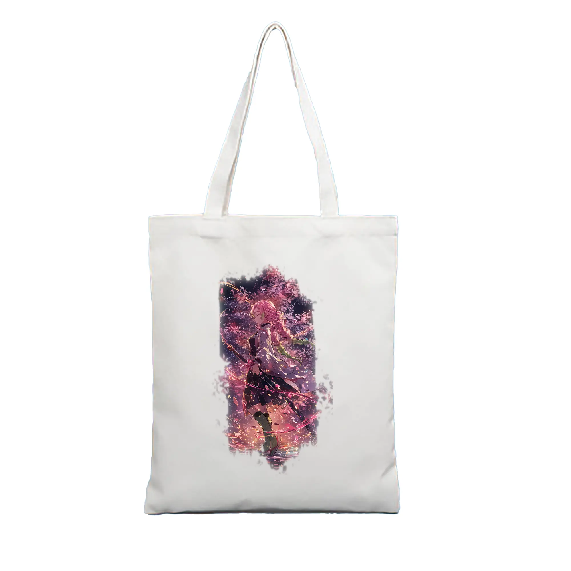 鬼滅の刃 グッズ,甘露寺 蜜璃 - 縦型キャンバス手提げバッグ（トートバッグ） ・ キャンバス素材 ・ ショッピング用 ・ 軽量 丈夫 お手入れ簡単