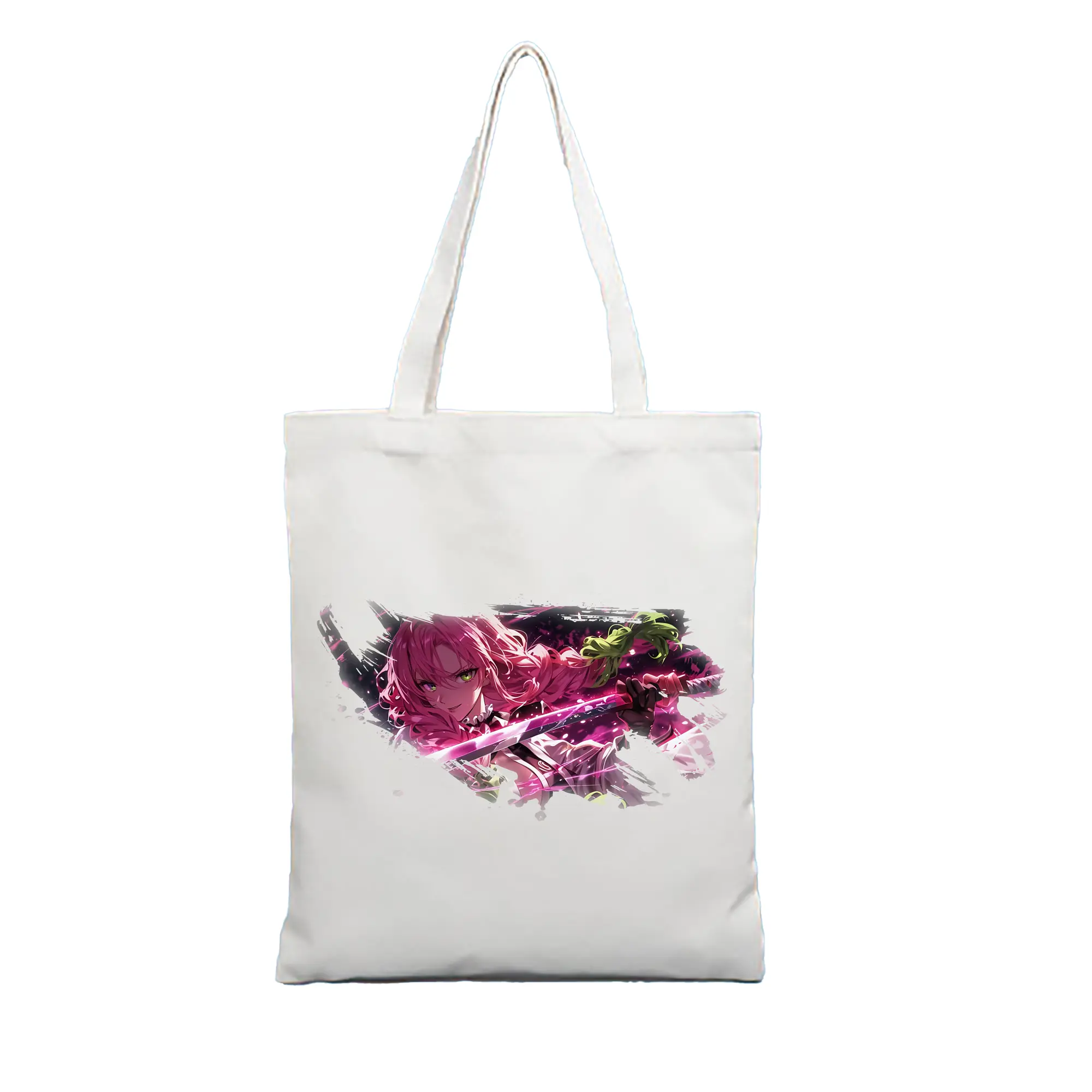 鬼滅の刃 グッズ,甘露寺 蜜璃 - 縦型キャンバス手提げバッグ（トートバッグ） ・ キャンバス素材 ・ ショッピング用 ・ 軽量 丈夫 お手入れ簡単