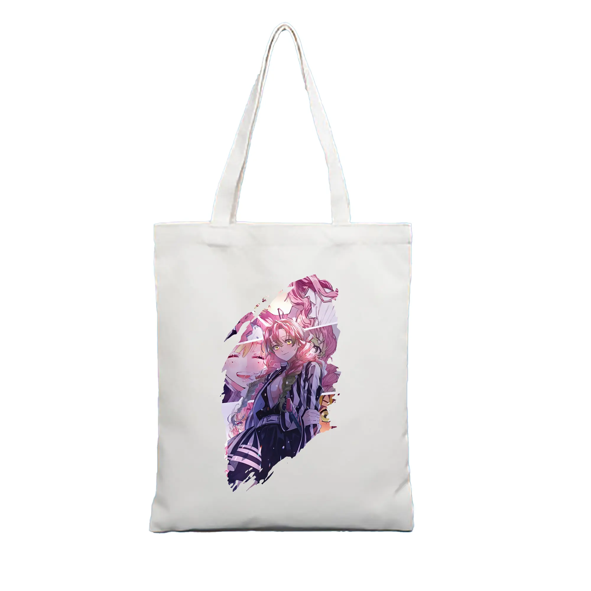 鬼滅の刃 グッズ,甘露寺 蜜璃 - 縦型キャンバス手提げバッグ（トートバッグ） ・ キャンバス素材 ・ ショッピング用 ・ 軽量 丈夫 お手入れ簡単