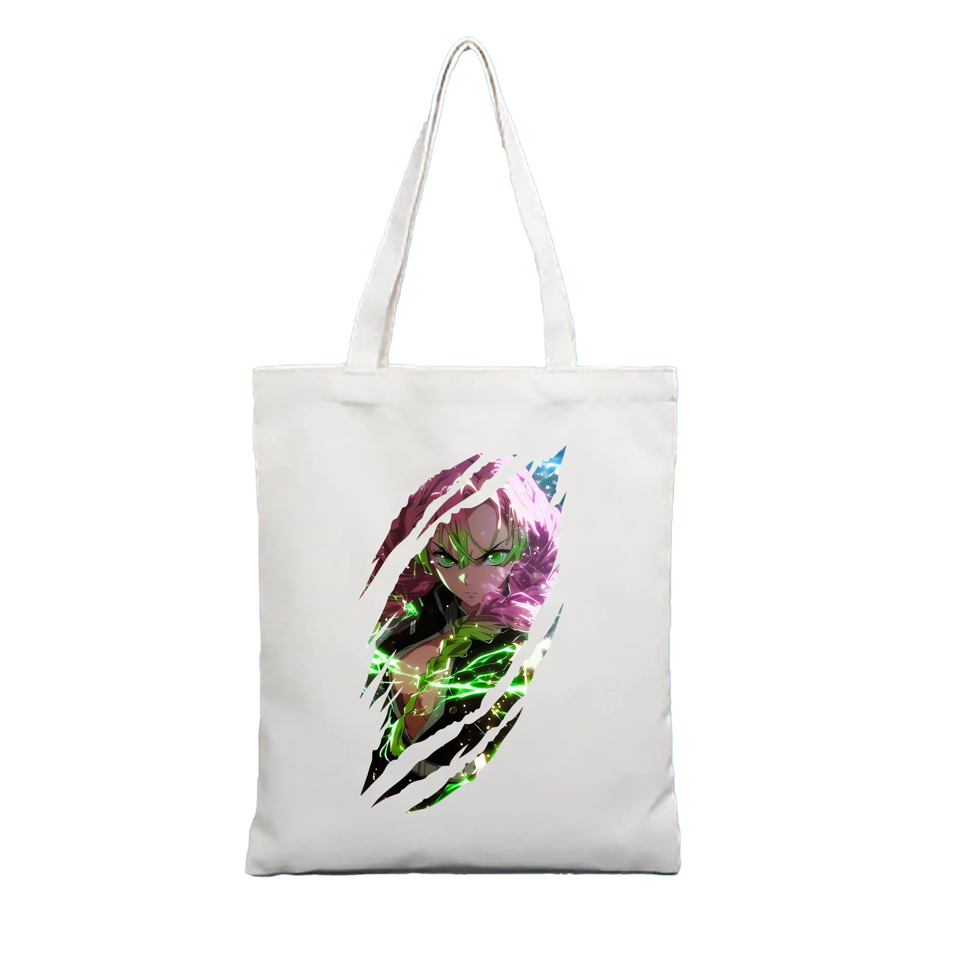 鬼滅の刃 グッズ,甘露寺 蜜璃 - 縦型キャンバス手提げバッグ（トートバッグ） ・ キャンバス素材 ・ ショッピング用 ・ 軽量 丈夫 お手入れ簡単