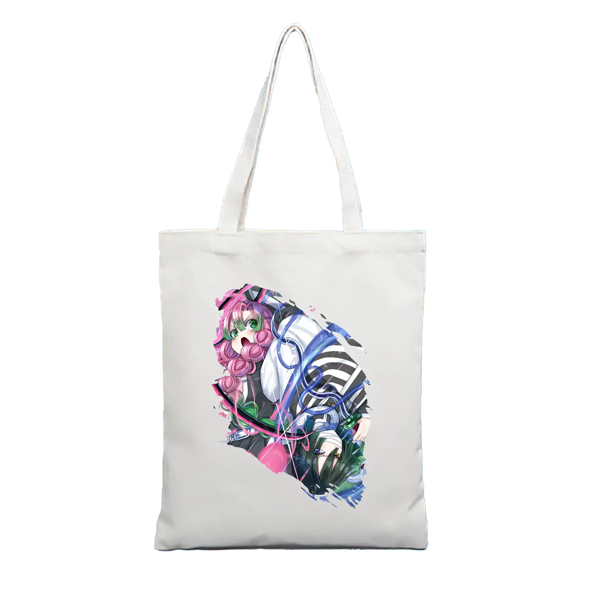 鬼滅の刃 グッズ,甘露寺 蜜璃 - 縦型キャンバス手提げバッグ（トートバッグ） ・ キャンバス素材 ・ ショッピング用 ・ 軽量 丈夫 お手入れ簡単