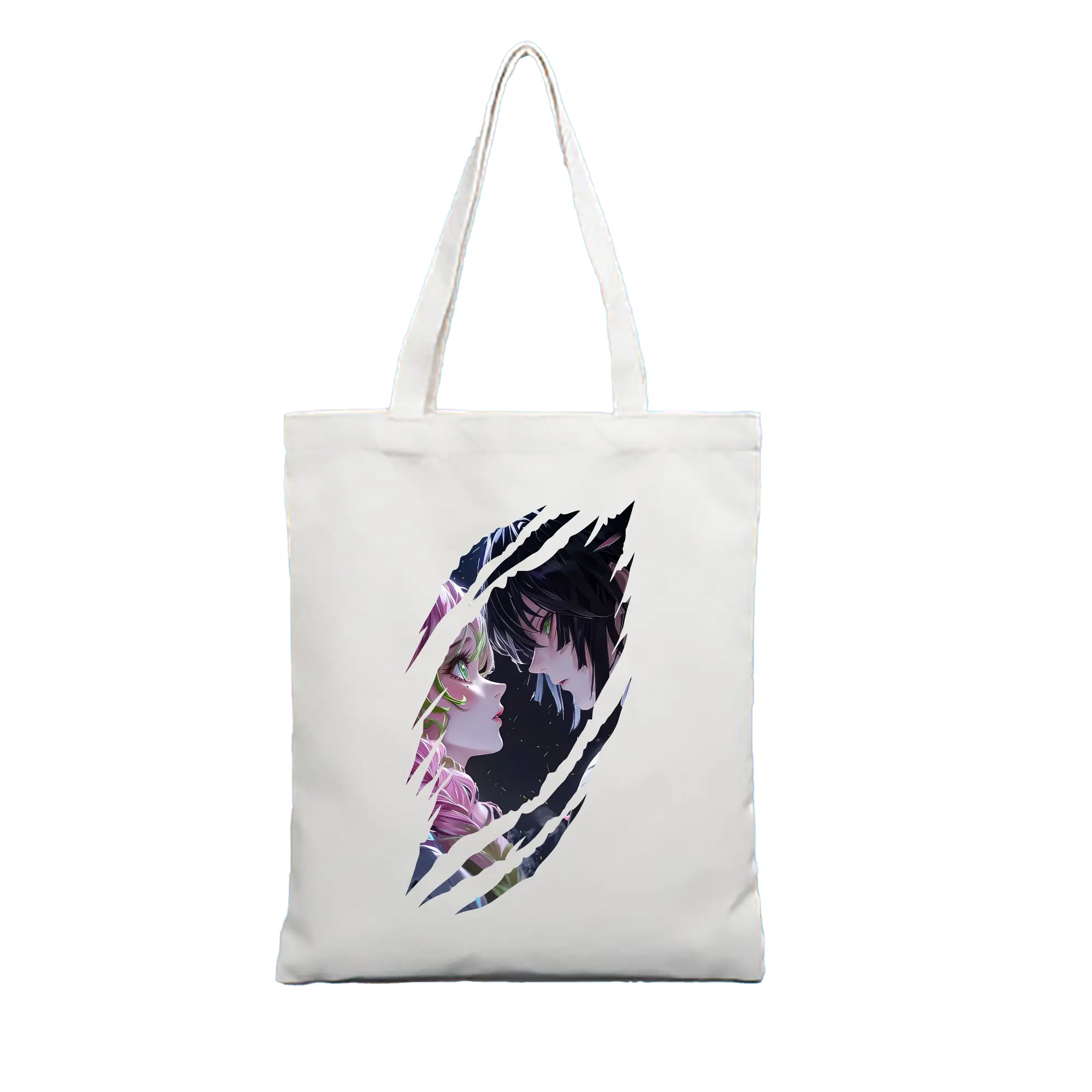 鬼滅の刃 グッズ,甘露寺 蜜璃 - 縦型キャンバス手提げバッグ（トートバッグ） ・ キャンバス素材 ・ ショッピング用 ・ 軽量 丈夫 お手入れ簡単