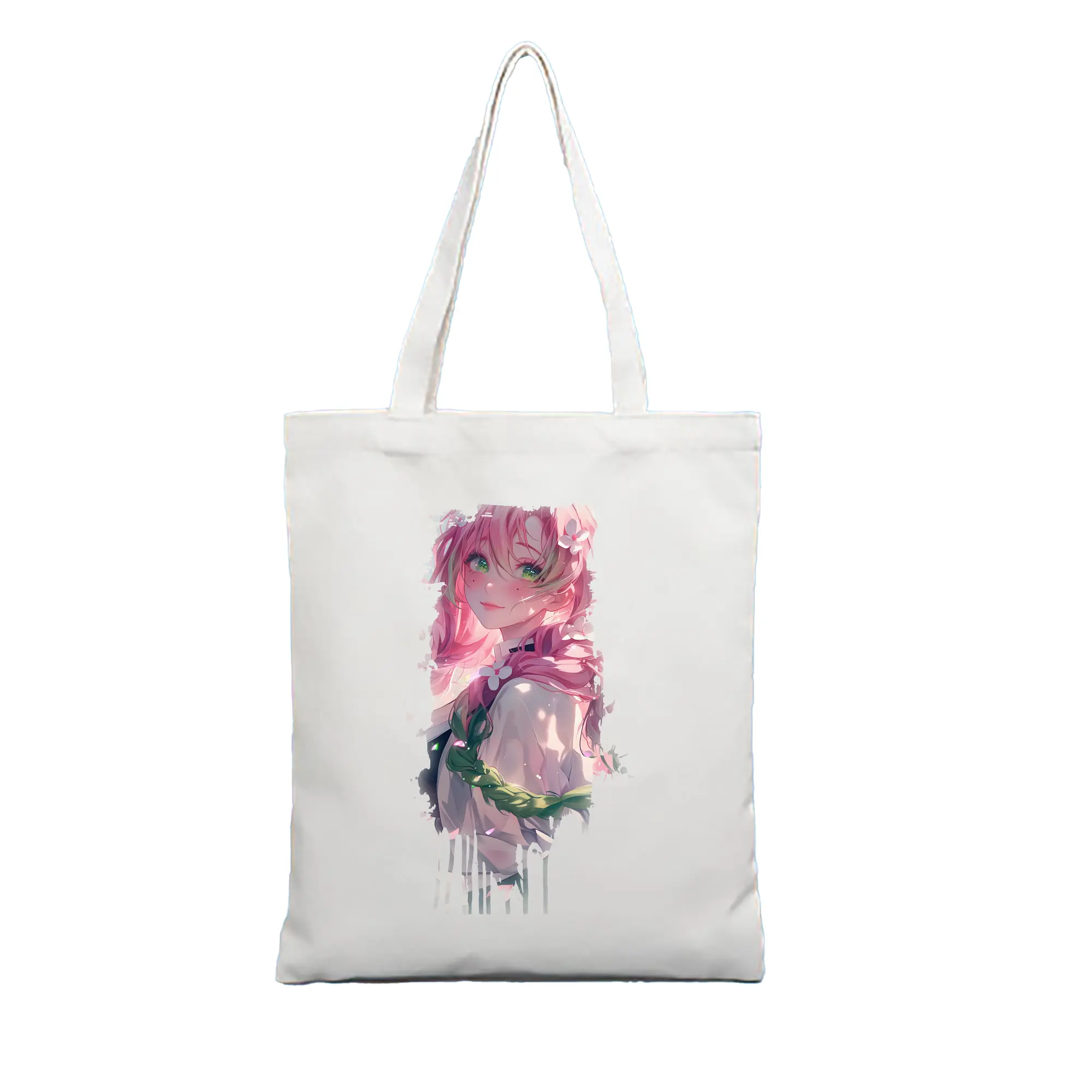 鬼滅の刃 グッズ,甘露寺 蜜璃 - 縦型キャンバス手提げバッグ（トートバッグ） ・ キャンバス素材 ・ ショッピング用 ・ 軽量 丈夫 お手入れ簡単