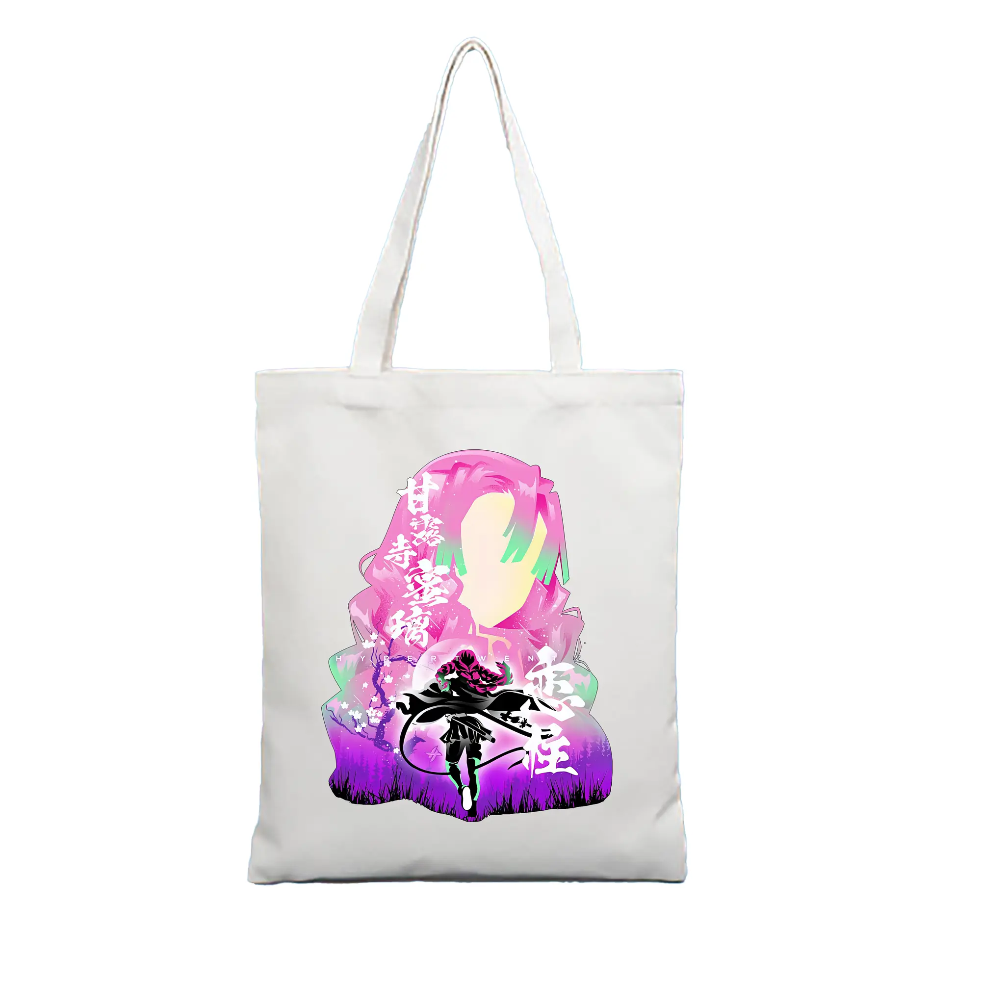 鬼滅の刃 グッズ,甘露寺 蜜璃 - 縦型キャンバス手提げバッグ（トートバッグ） ・ キャンバス素材 ・ ショッピング用 ・ 軽量 丈夫 お手入れ簡単