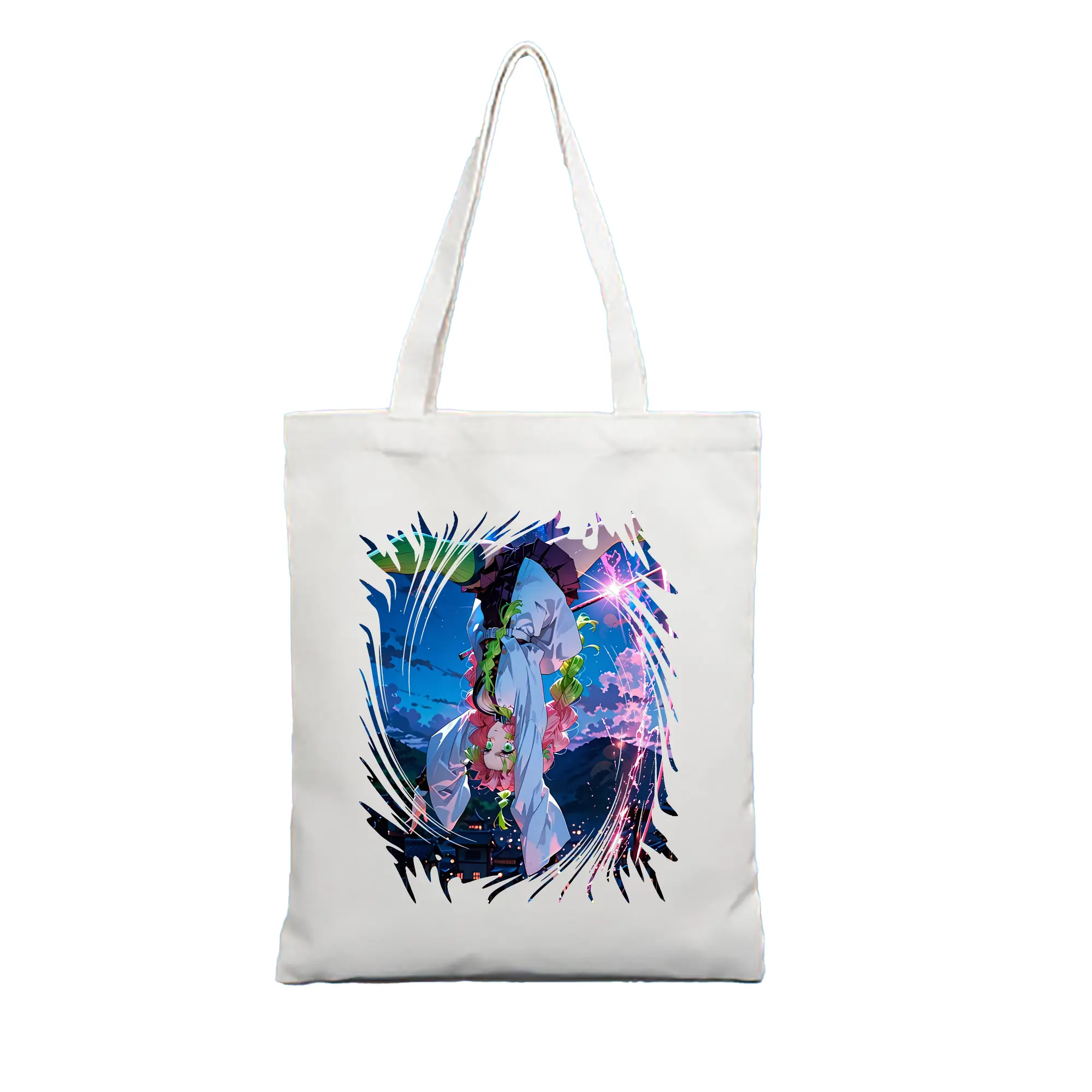 鬼滅の刃 グッズ,甘露寺 蜜璃 - 縦型キャンバス手提げバッグ（トートバッグ） ・ キャンバス素材 ・ ショッピング用 ・ 軽量 丈夫 お手入れ簡単