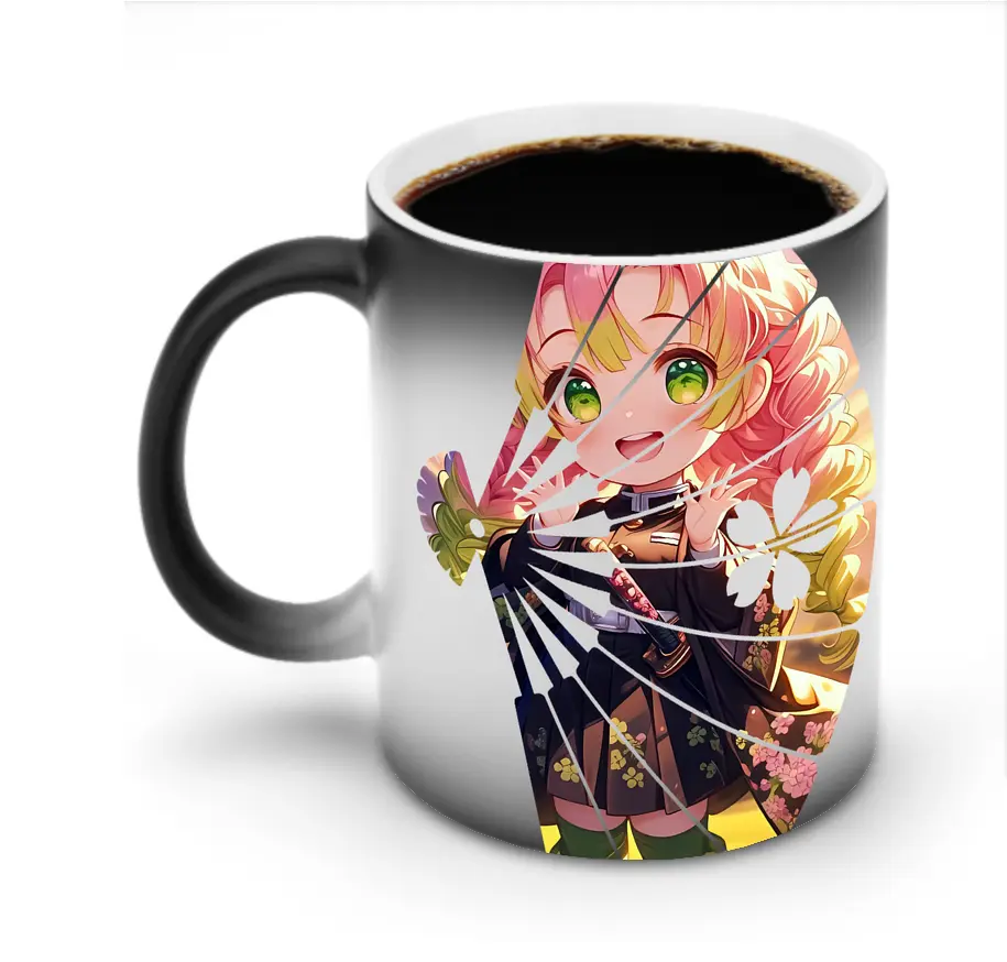 鬼滅の刃 グッズ,甘露寺 蜜璃 - 変色マグカップ ・ セラミック ・ 熱転写プリント ・ 耐久性 高品質 ・ ギフト・自宅用 コーヒー お茶
