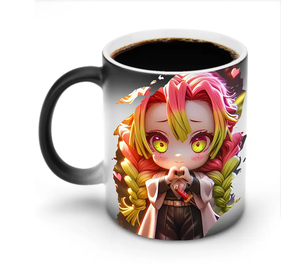 鬼滅の刃 グッズ,甘露寺 蜜璃 - 変色マグカップ ・ セラミック ・ 熱転写プリント ・ 耐久性 高品質 ・ ギフト・自宅用 コーヒー お茶