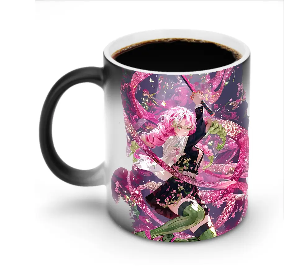 鬼滅の刃 グッズ,甘露寺 蜜璃 - 変色マグカップ ・ セラミック ・ 熱転写プリント ・ 耐久性 高品質 ・ ギフト・自宅用 コーヒー お茶