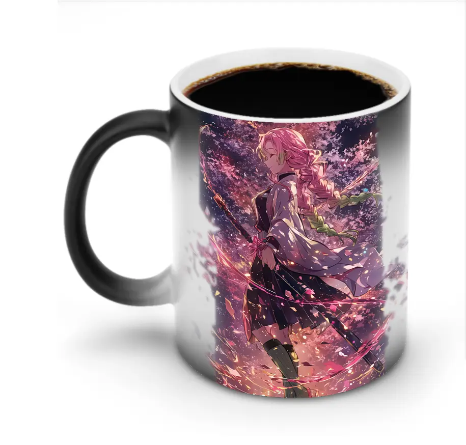 鬼滅の刃 グッズ,甘露寺 蜜璃 - 変色マグカップ ・ セラミック ・ 熱転写プリント ・ 耐久性 高品質 ・ ギフト・自宅用 コーヒー お茶
