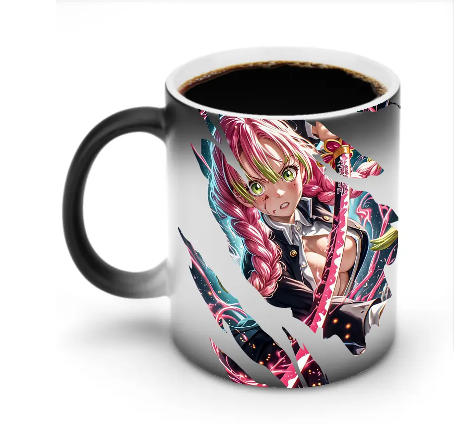 鬼滅の刃 グッズ,甘露寺 蜜璃 - 変色マグカップ ・ セラミック ・ 熱転写プリント ・ 耐久性 高品質 ・ ギフト・自宅用 コーヒー お茶