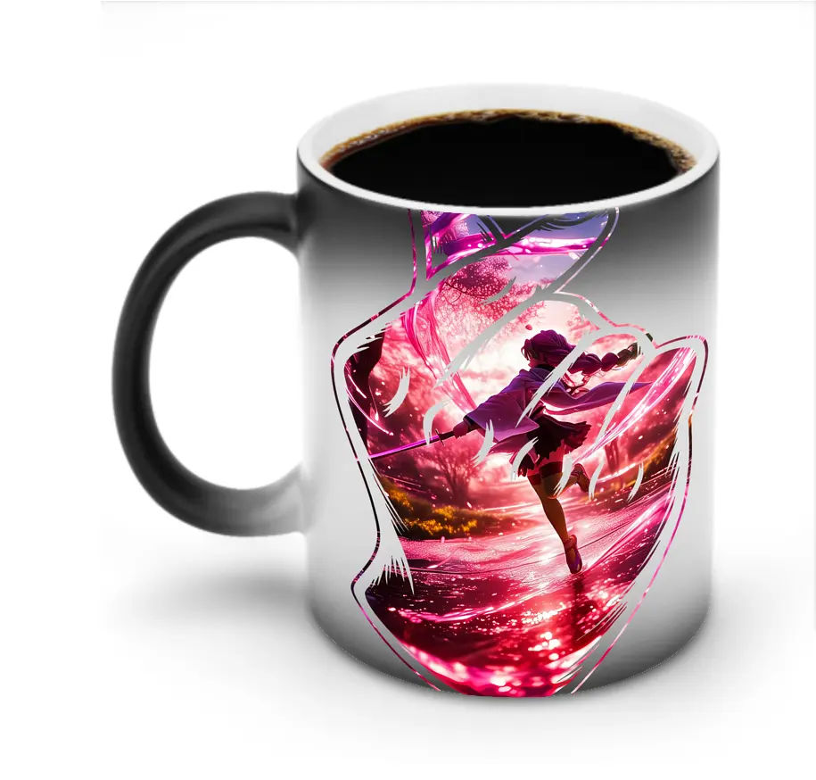 鬼滅の刃 グッズ,甘露寺 蜜璃 - 変色マグカップ ・ セラミック ・ 熱転写プリント ・ 耐久性 高品質 ・ ギフト・自宅用 コーヒー お茶