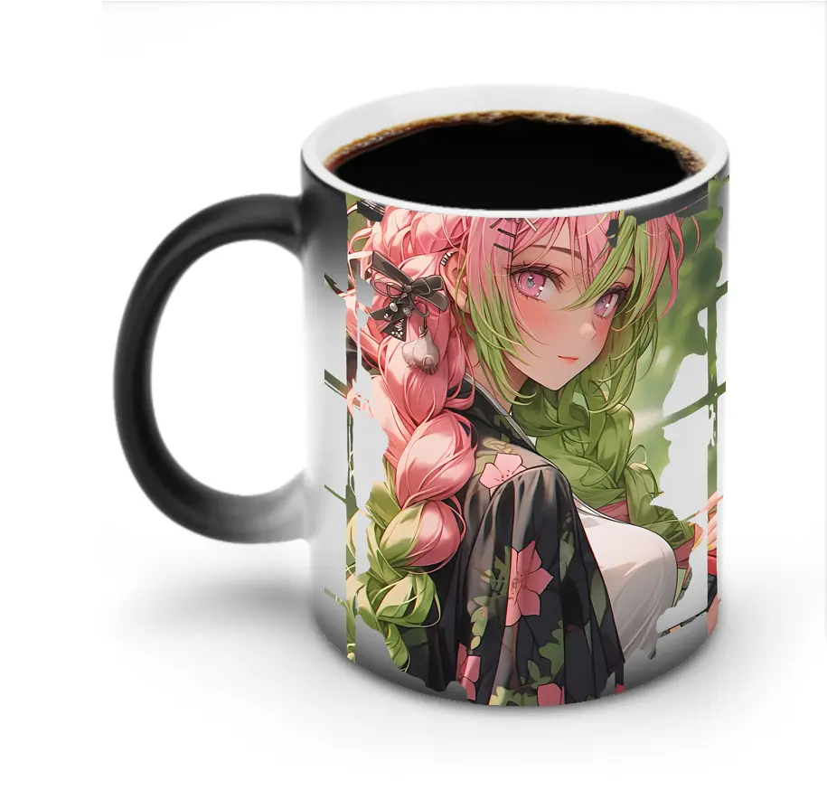鬼滅の刃 グッズ,甘露寺 蜜璃 - 変色マグカップ ・ セラミック ・ 熱転写プリント ・ 耐久性 高品質 ・ ギフト・自宅用 コーヒー お茶