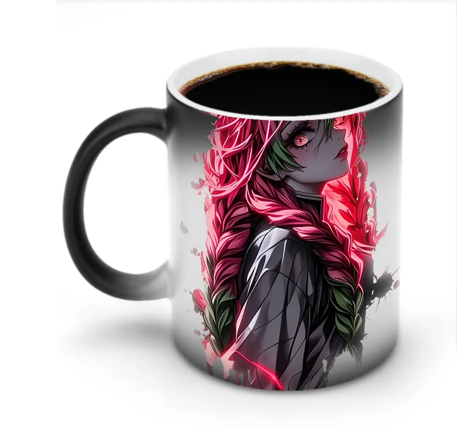 鬼滅の刃 グッズ,甘露寺 蜜璃 - 変色マグカップ ・ セラミック ・ 熱転写プリント ・ 耐久性 高品質 ・ ギフト・自宅用 コーヒー お茶