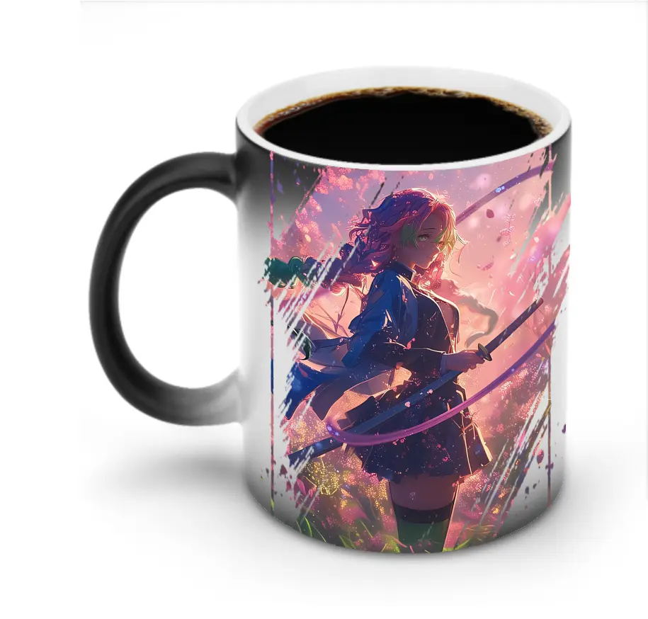 鬼滅の刃 グッズ,甘露寺 蜜璃 - 変色マグカップ ・ セラミック ・ 熱転写プリント ・ 耐久性 高品質 ・ ギフト・自宅用 コーヒー お茶
