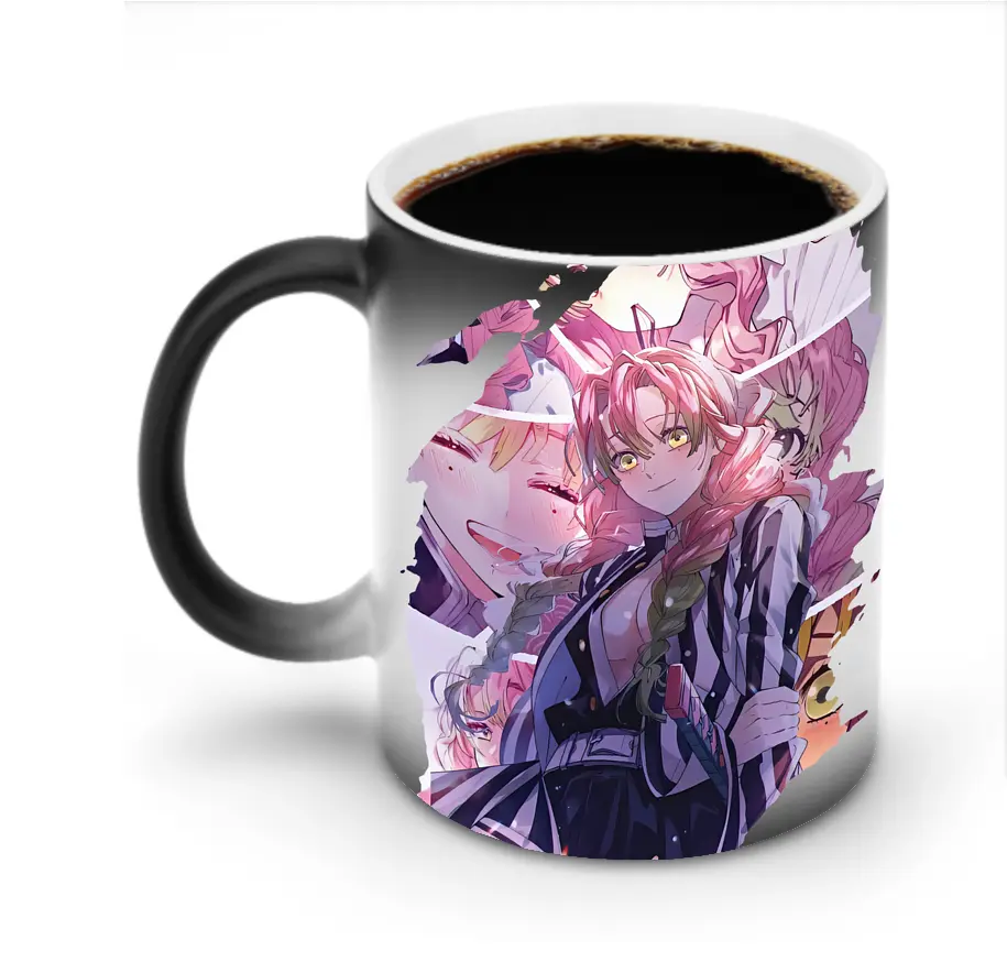 鬼滅の刃 グッズ,甘露寺 蜜璃 - 変色マグカップ ・ セラミック ・ 熱転写プリント ・ 耐久性 高品質 ・ ギフト・自宅用 コーヒー お茶