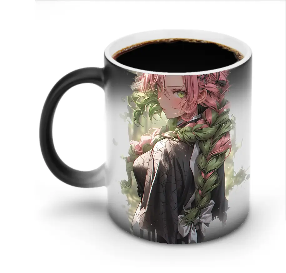 鬼滅の刃 グッズ,甘露寺 蜜璃 - 変色マグカップ ・ セラミック ・ 熱転写プリント ・ 耐久性 高品質 ・ ギフト・自宅用 コーヒー お茶