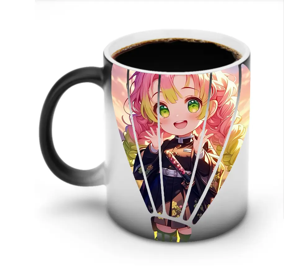 鬼滅の刃 グッズ,甘露寺 蜜璃 - 変色マグカップ ・ セラミック ・ 熱転写プリント ・ 耐久性 高品質 ・ ギフト・自宅用 コーヒー お茶