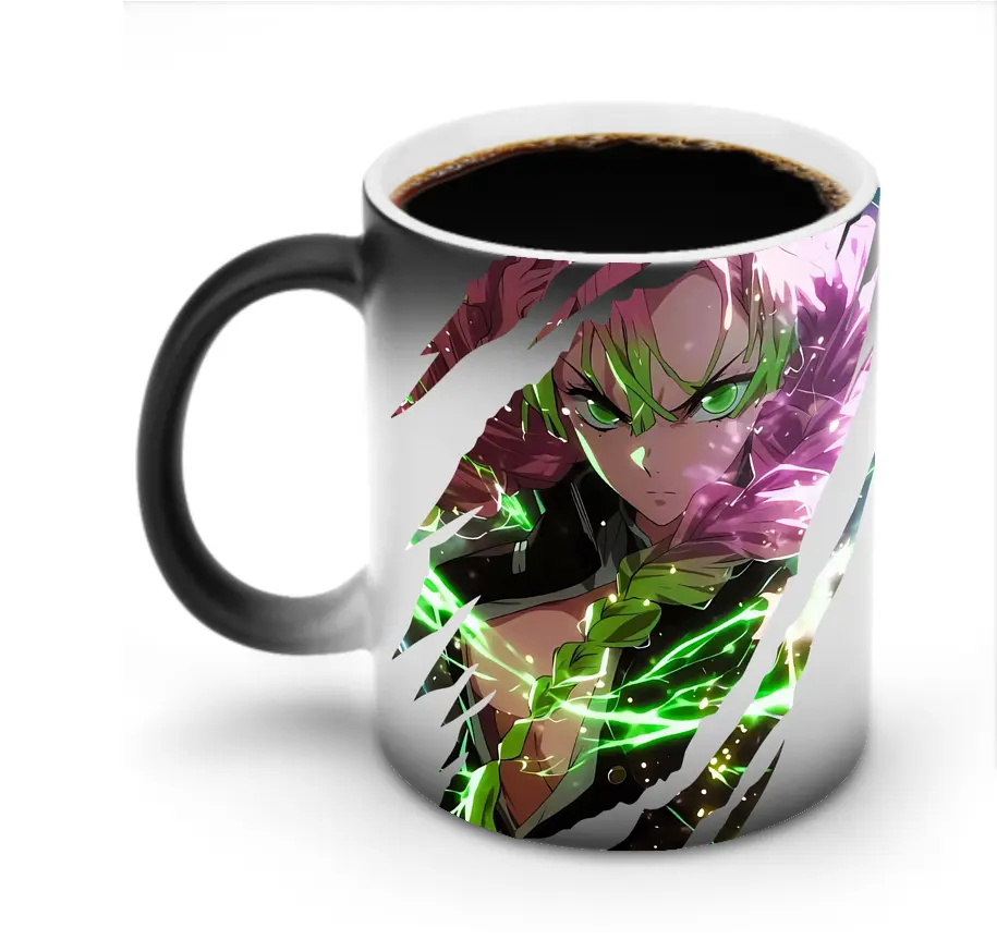 鬼滅の刃 グッズ,甘露寺 蜜璃 - 変色マグカップ ・ セラミック ・ 熱転写プリント ・ 耐久性 高品質 ・ ギフト・自宅用 コーヒー お茶
