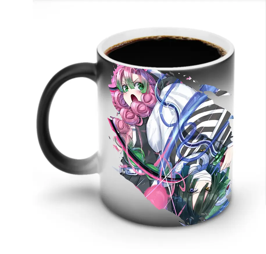 鬼滅の刃 グッズ,甘露寺 蜜璃 - 変色マグカップ ・ セラミック ・ 熱転写プリント ・ 耐久性 高品質 ・ ギフト・自宅用 コーヒー お茶