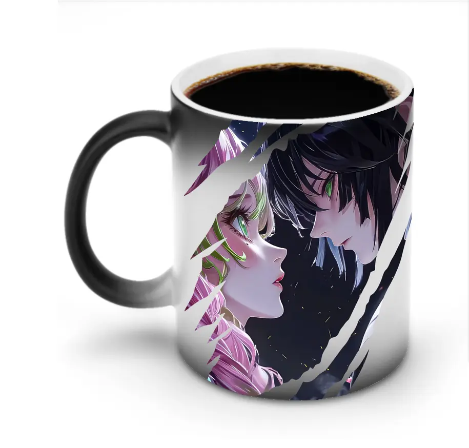 鬼滅の刃 グッズ,甘露寺 蜜璃 - 変色マグカップ ・ セラミック ・ 熱転写プリント ・ 耐久性 高品質 ・ ギフト・自宅用 コーヒー お茶