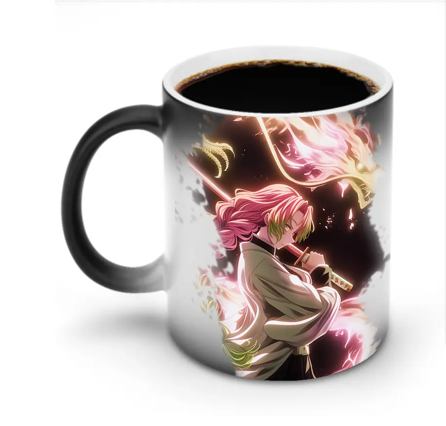 鬼滅の刃 グッズ,甘露寺 蜜璃 - 変色マグカップ ・ セラミック ・ 熱転写プリント ・ 耐久性 高品質 ・ ギフト・自宅用 コーヒー お茶