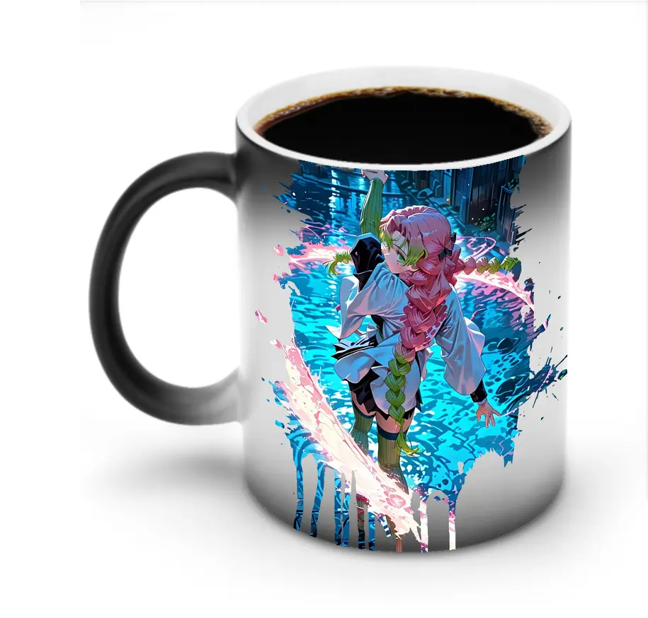 鬼滅の刃 グッズ,甘露寺 蜜璃 - 変色マグカップ ・ セラミック ・ 熱転写プリント ・ 耐久性 高品質 ・ ギフト・自宅用 コーヒー お茶
