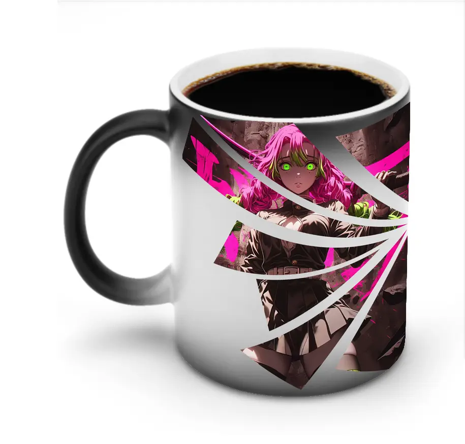 鬼滅の刃 グッズ,甘露寺 蜜璃 - 変色マグカップ ・ セラミック ・ 熱転写プリント ・ 耐久性 高品質 ・ ギフト・自宅用 コーヒー お茶