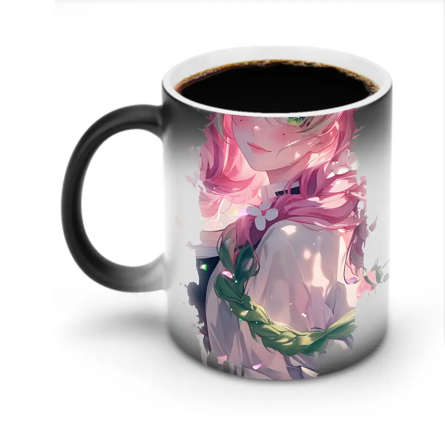 鬼滅の刃 グッズ,甘露寺 蜜璃 - 変色マグカップ ・ セラミック ・ 熱転写プリント ・ 耐久性 高品質 ・ ギフト・自宅用 コーヒー お茶