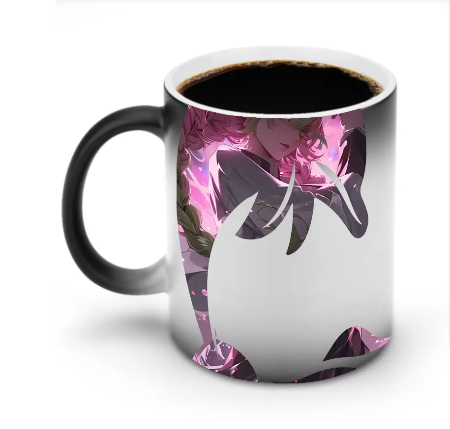 鬼滅の刃 グッズ,甘露寺 蜜璃 - 変色マグカップ ・ セラミック ・ 熱転写プリント ・ 耐久性 高品質 ・ ギフト・自宅用 コーヒー お茶
