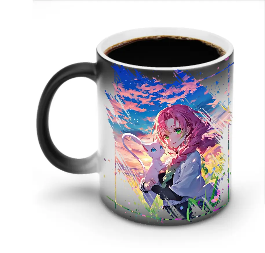 鬼滅の刃 グッズ,甘露寺 蜜璃 - 変色マグカップ ・ セラミック ・ 熱転写プリント ・ 耐久性 高品質 ・ ギフト・自宅用 コーヒー お茶