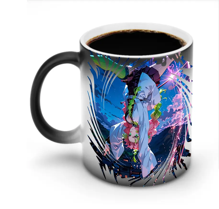 鬼滅の刃 グッズ,甘露寺 蜜璃 - 変色マグカップ ・ セラミック ・ 熱転写プリント ・ 耐久性 高品質 ・ ギフト・自宅用 コーヒー お茶