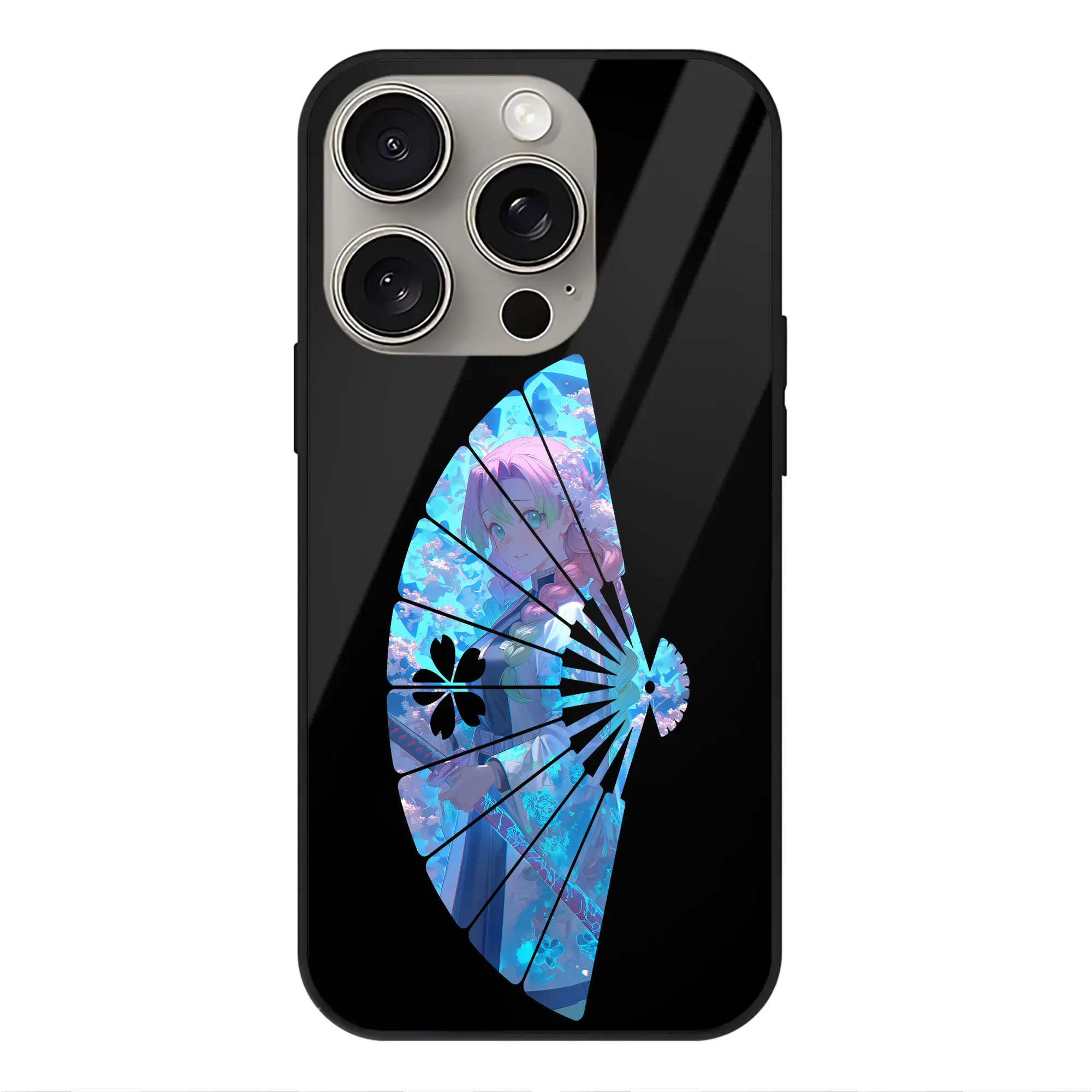 鬼滅の刃 グッズ,甘露寺 蜜璃 - IPhone15Pro対応 ・ スマホケース ・ 背面ガラス ・ TPU+強化ガラス ・ 耐衝撃 ・ 黄変防止 ・ ワイヤレス充電対応 ・ 3D立体ボタン