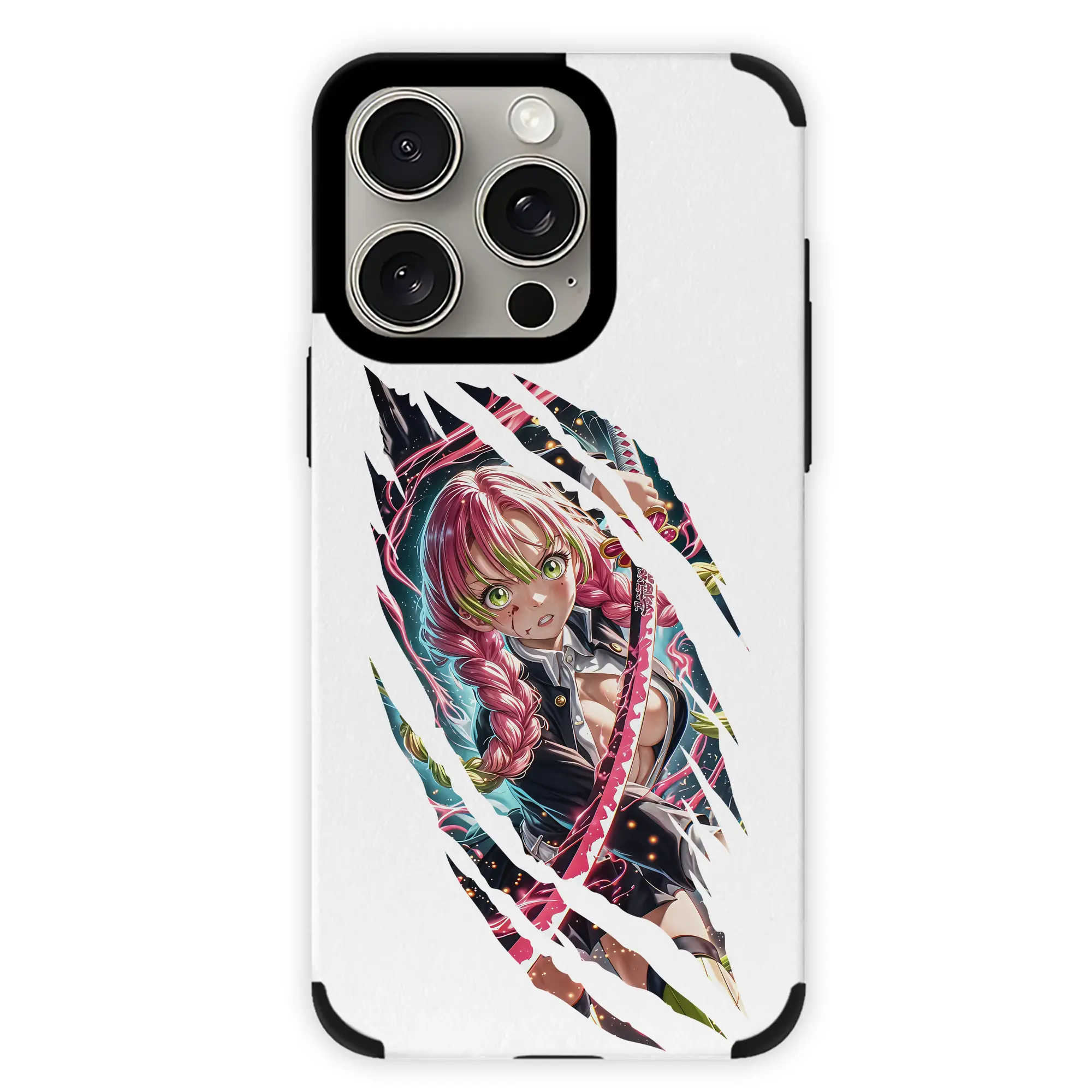 鬼滅の刃 グッズ,甘露寺 蜜璃 - IPhone15ProMax対応 ・ PUレザースマホケース ・ 耐衝撃 ・ 黄変防止 ・ 360度全面保護 ・ 柔らか手触り ・ 3D立体ボタン