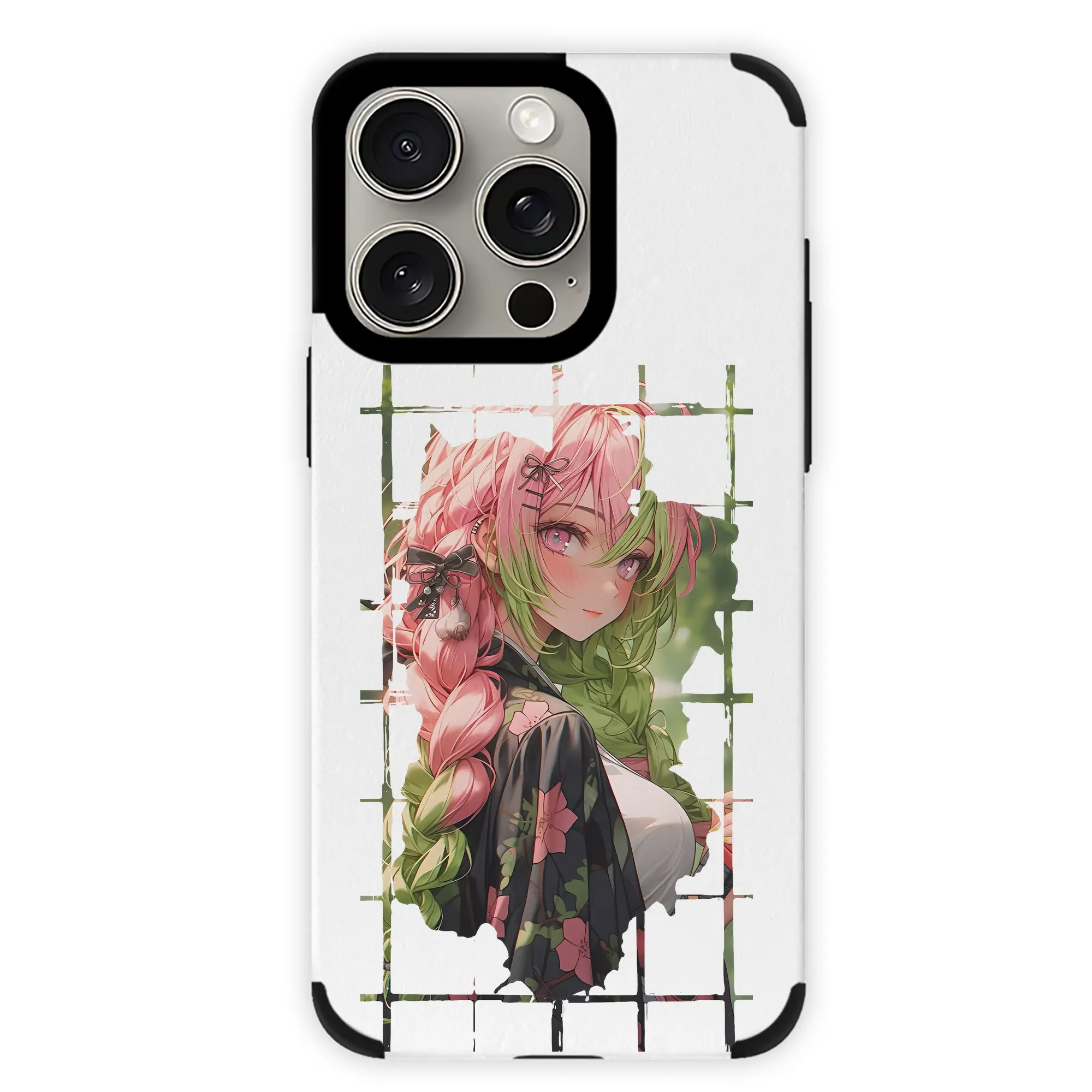 鬼滅の刃 グッズ,甘露寺 蜜璃 - IPhone15ProMax対応 ・ PUレザースマホケース ・ 耐衝撃 ・ 黄変防止 ・ 360度全面保護 ・ 柔らか手触り ・ 3D立体ボタン