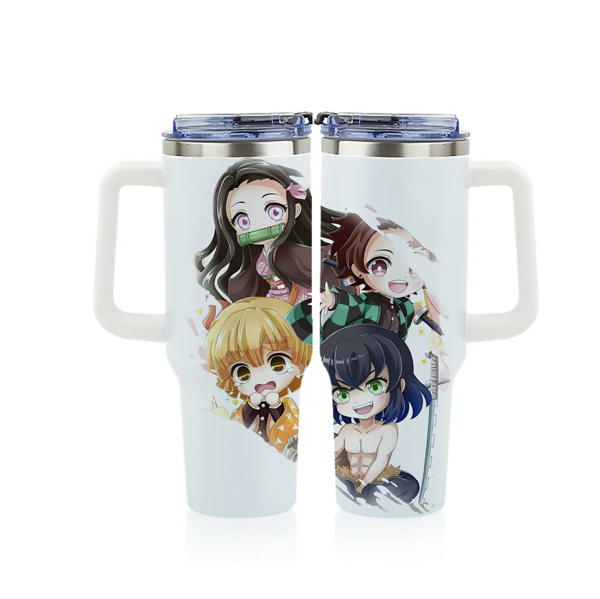 鬼滅の刃 グッズ,竈門 禰豆子 - 1200mL フルプリント車用タンブラー ・ 304ステンレス 内側 ・ 201ステンレス 外側 ・ 保温 保冷 ・ 通勤 ドライブ アウトドア用