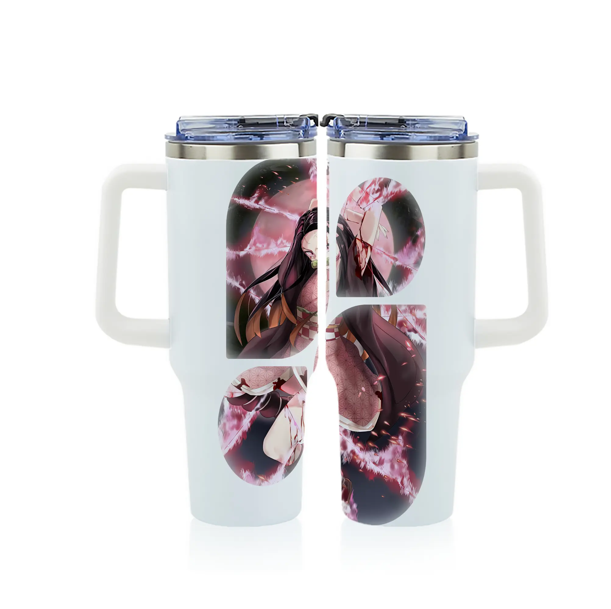 鬼滅の刃 グッズ,竈門 禰豆子 - 1200mL フルプリント車用タンブラー ・ 304ステンレス 内側 ・ 201ステンレス 外側 ・ 保温 保冷 ・ 通勤 ドライブ アウトドア用