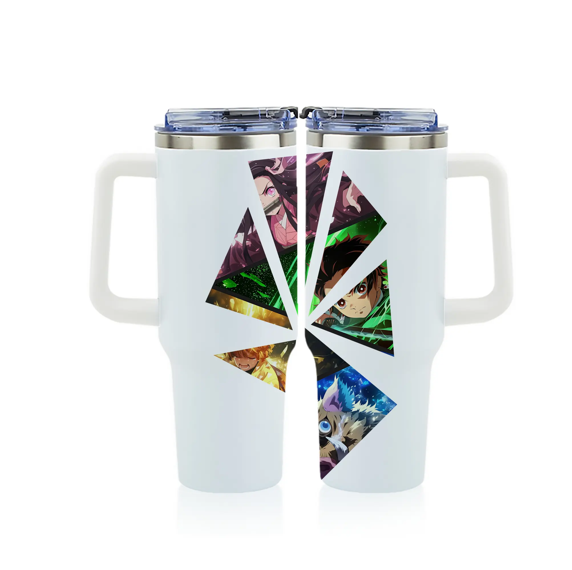 鬼滅の刃 グッズ,竈門 禰豆子 - 1200mL フルプリント車用タンブラー ・ 304ステンレス 内側 ・ 201ステンレス 外側 ・ 保温 保冷 ・ 通勤 ドライブ アウトドア用