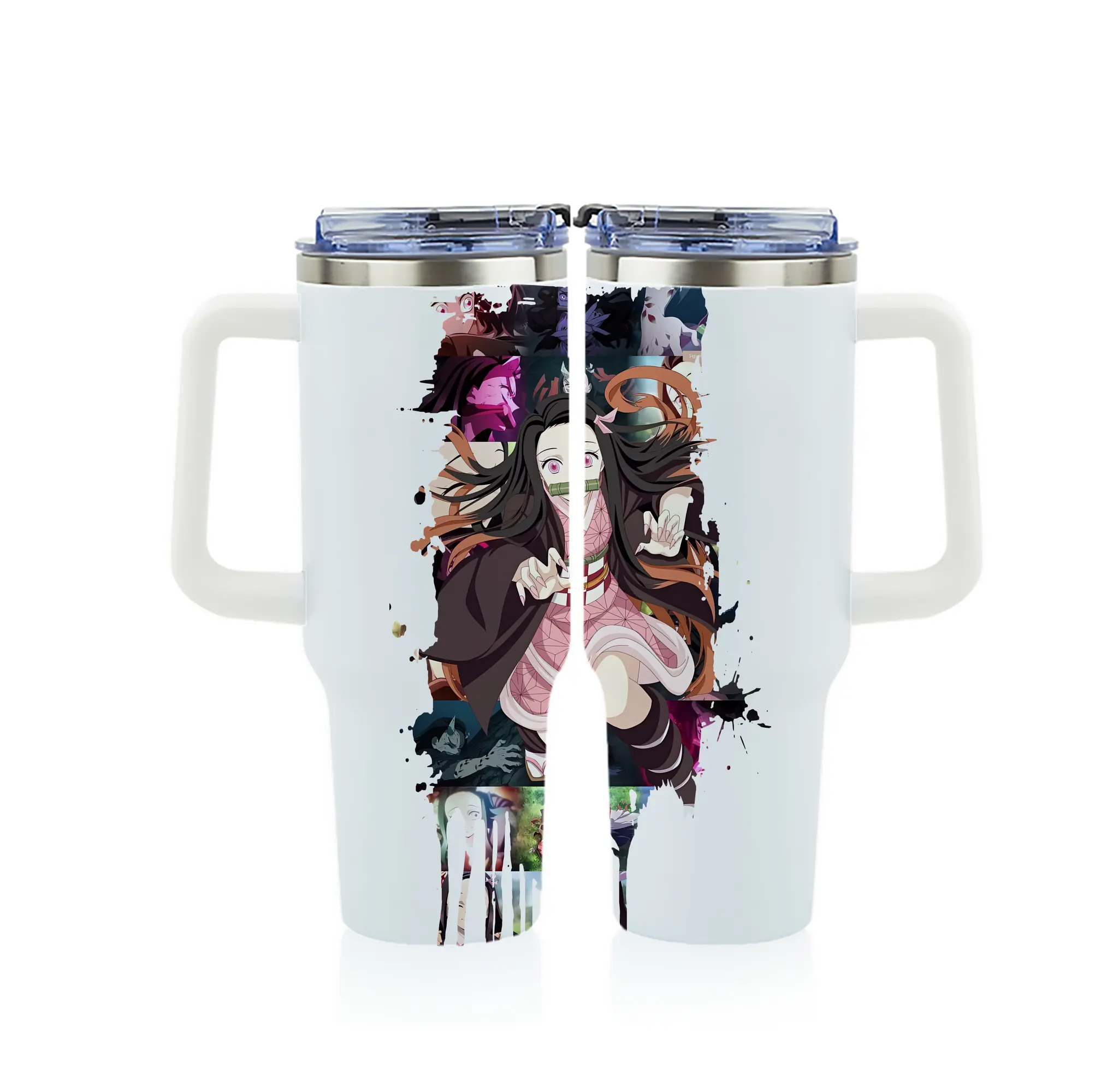 鬼滅の刃 グッズ,竈門 禰豆子 - 1200mL フルプリント車用タンブラー ・ 304ステンレス 内側 ・ 201ステンレス 外側 ・ 保温 保冷 ・ 通勤 ドライブ アウトドア用