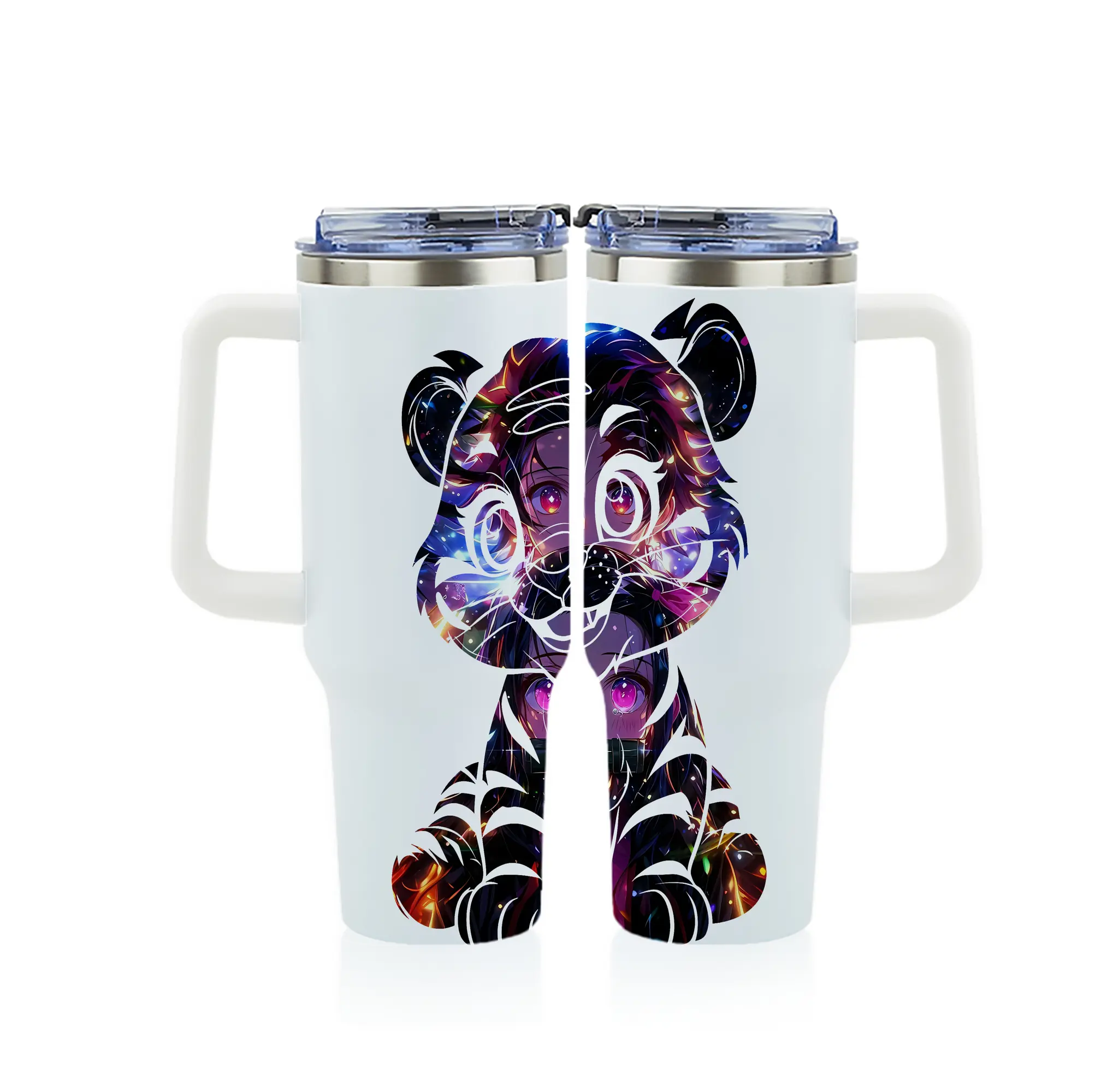 鬼滅の刃 グッズ,竈門 禰豆子 - 1200mL フルプリント車用タンブラー ・ 304ステンレス 内側 ・ 201ステンレス 外側 ・ 保温 保冷 ・ 通勤 ドライブ アウトドア用