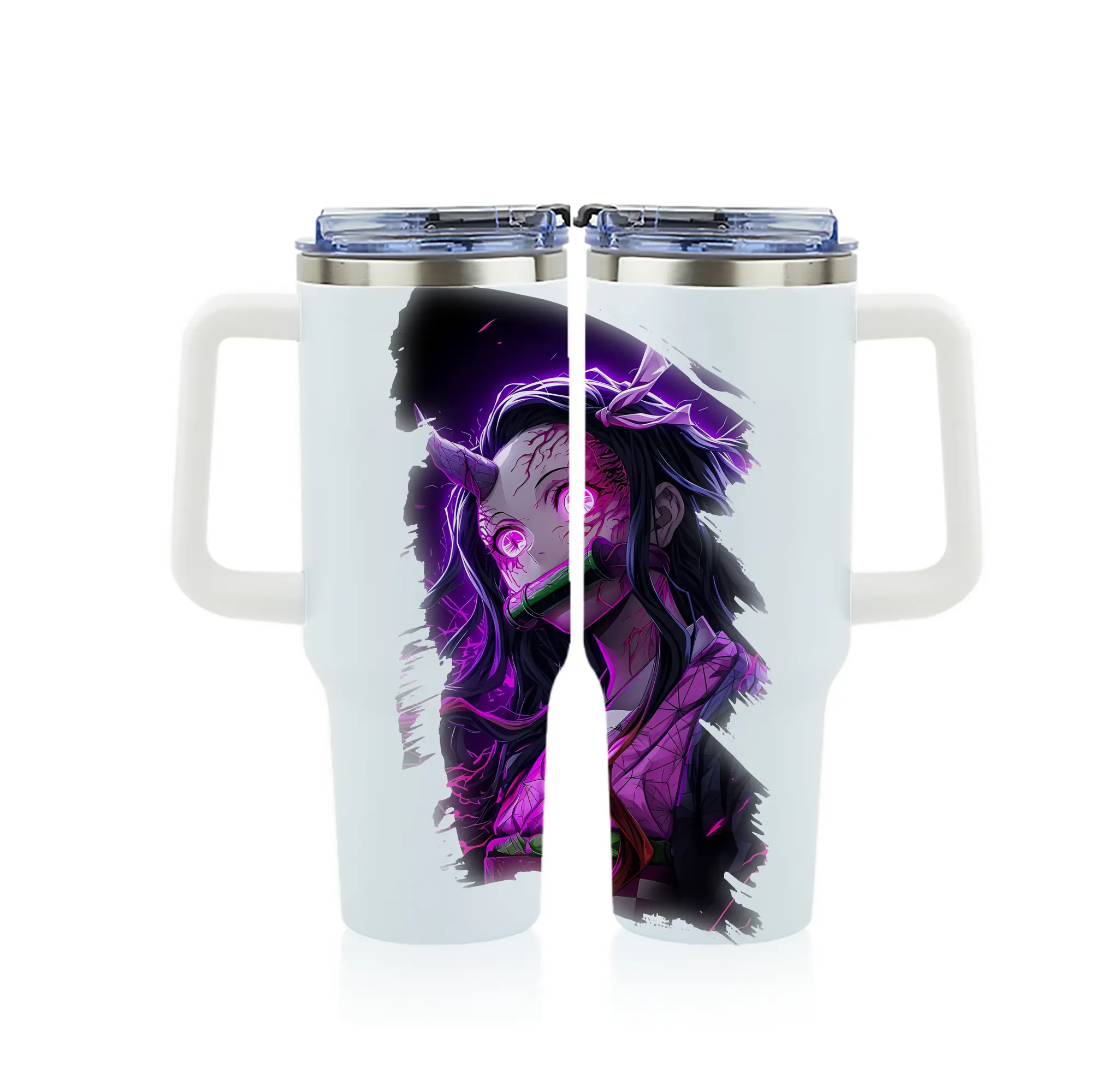 鬼滅の刃 グッズ,竈門 禰豆子 - 1200mL フルプリント車用タンブラー ・ 304ステンレス 内側 ・ 201ステンレス 外側 ・ 保温 保冷 ・ 通勤 ドライブ アウトドア用