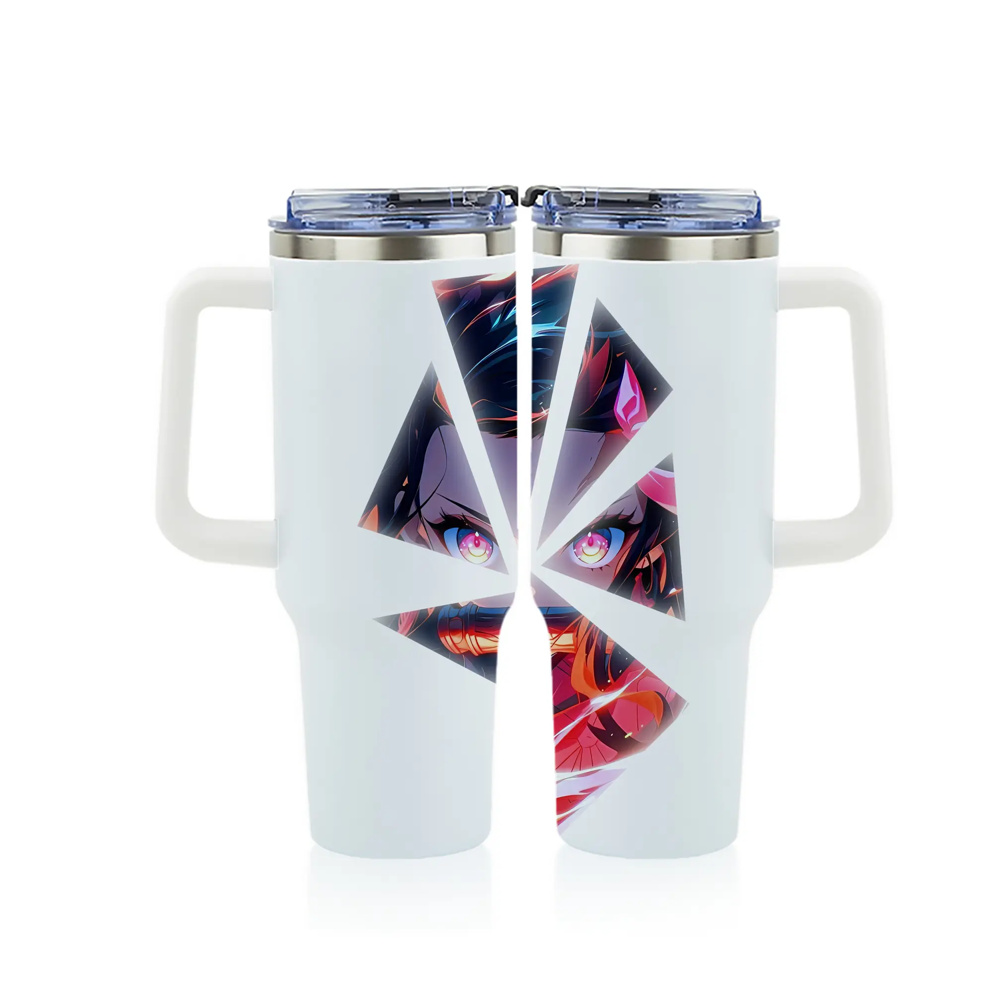 鬼滅の刃 グッズ,竈門 禰豆子 - 1200mL フルプリント車用タンブラー ・ 304ステンレス 内側 ・ 201ステンレス 外側 ・ 保温 保冷 ・ 通勤 ドライブ アウトドア用