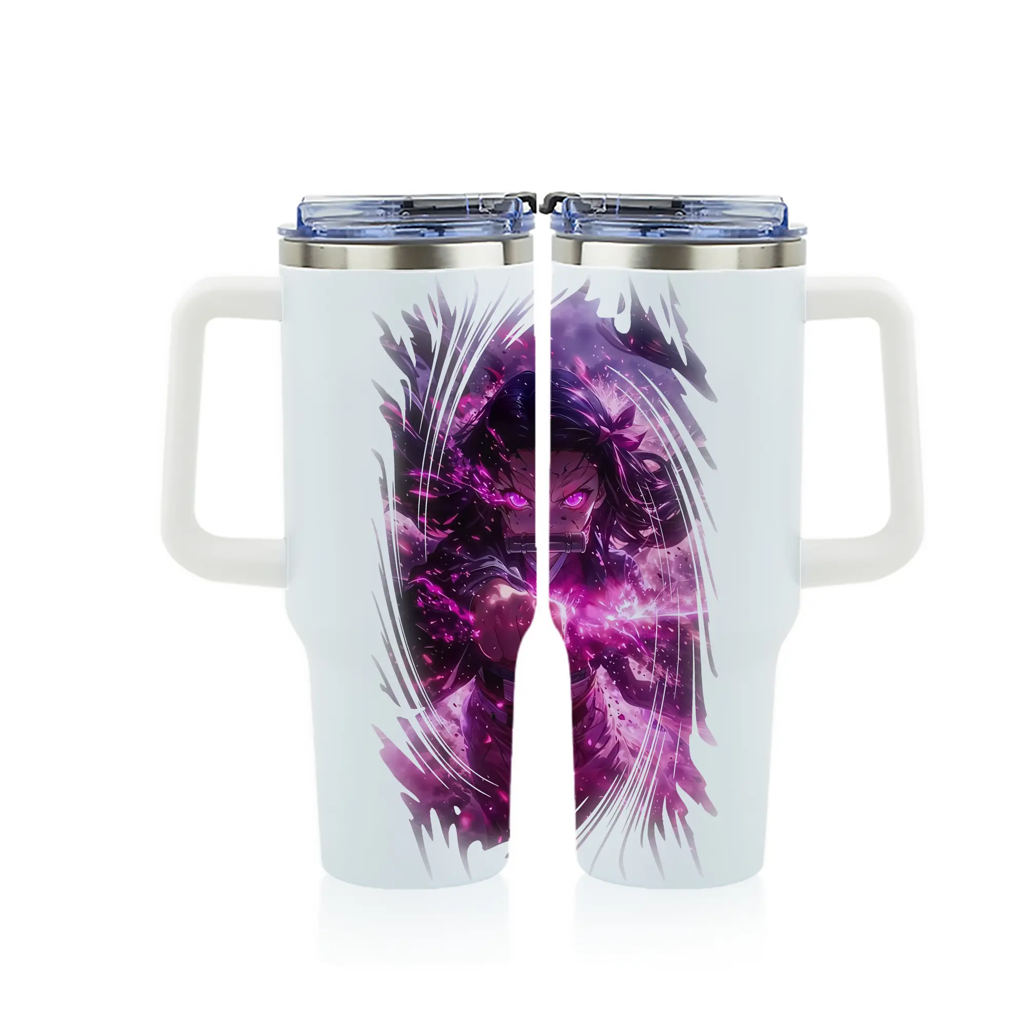 鬼滅の刃 グッズ,竈門 禰豆子 - 1200mL フルプリント車用タンブラー ・ 304ステンレス 内側 ・ 201ステンレス 外側 ・ 保温 保冷 ・ 通勤 ドライブ アウトドア用