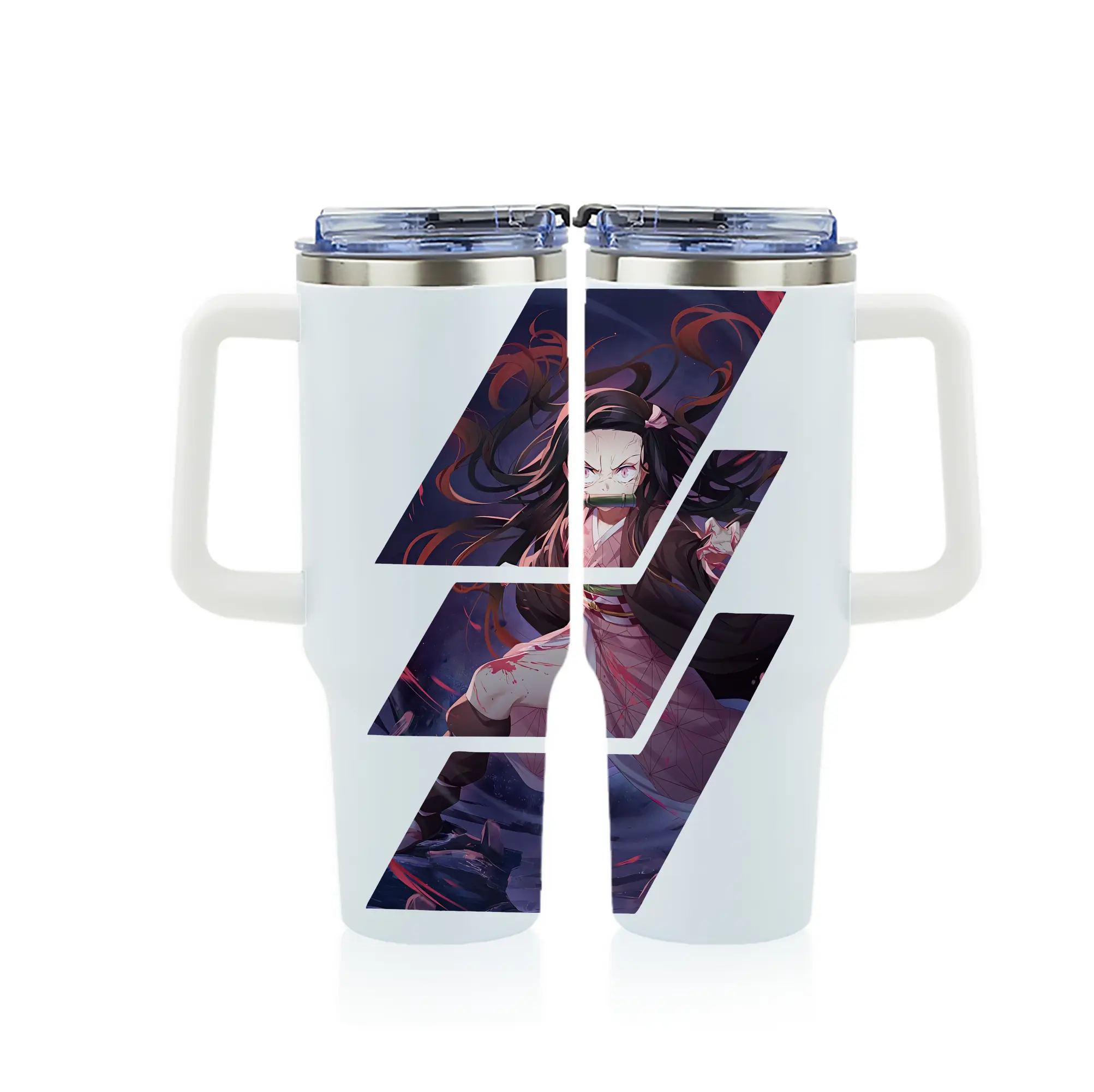 鬼滅の刃 グッズ,竈門 禰豆子 - 1200mL フルプリント車用タンブラー ・ 304ステンレス 内側 ・ 201ステンレス 外側 ・ 保温 保冷 ・ 通勤 ドライブ アウトドア用