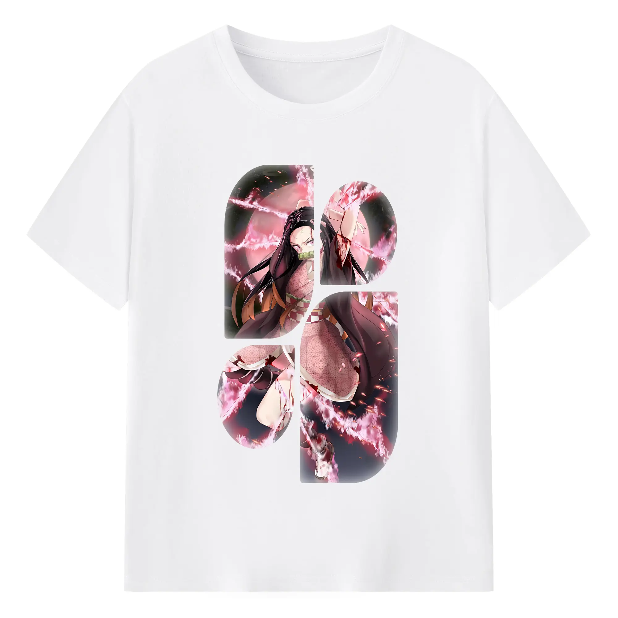 鬼滅の刃 グッズ,竈門 禰豆子 - 綿100％ 半袖Tシャツ ・ フロントプリント ・ 快適 通気性 ・ 日常使い 散歩 スポーツ用