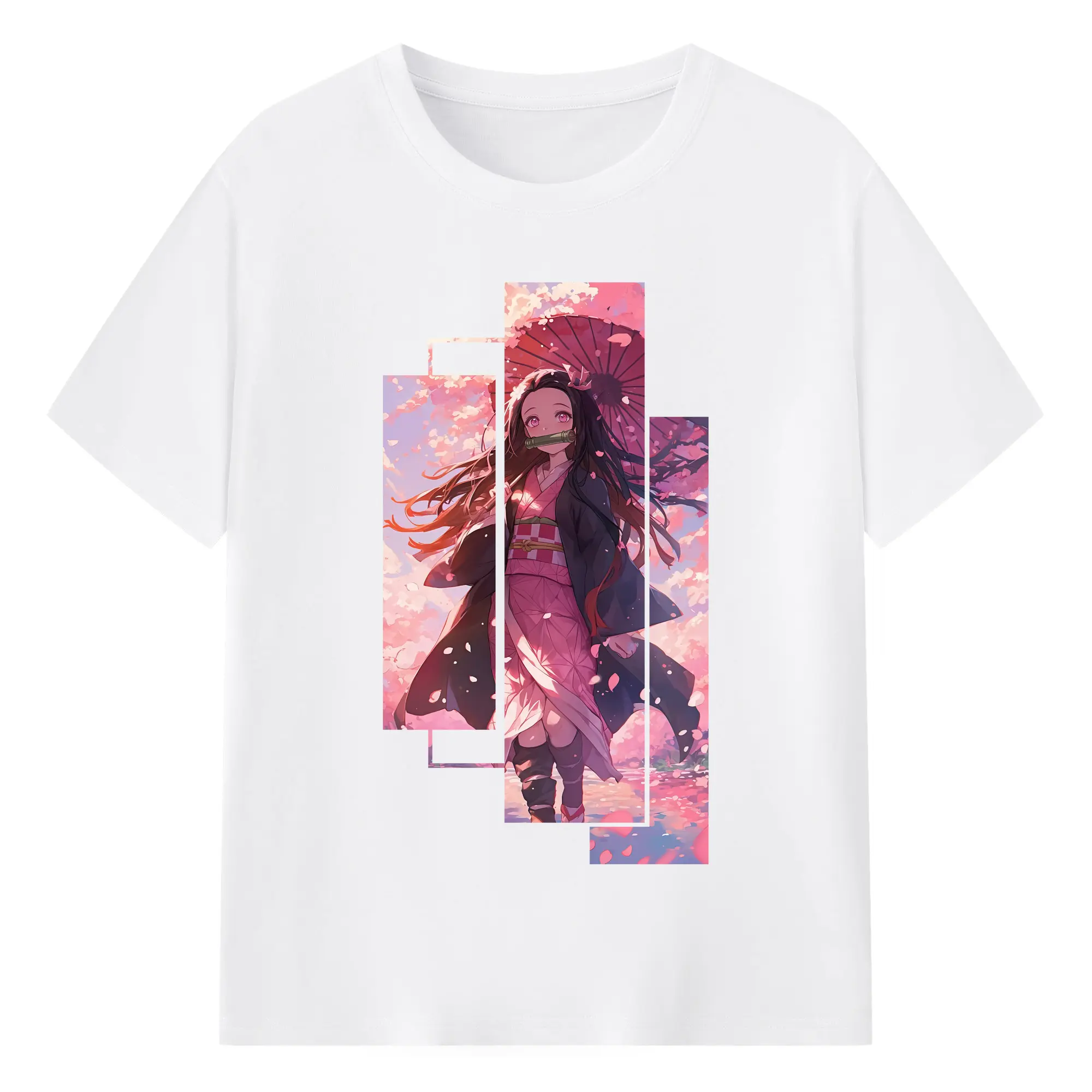 鬼滅の刃 グッズ,竈門 禰豆子 - 綿100％ 半袖Tシャツ ・ フロントプリント ・ 快適 通気性 ・ 日常使い 散歩 スポーツ用