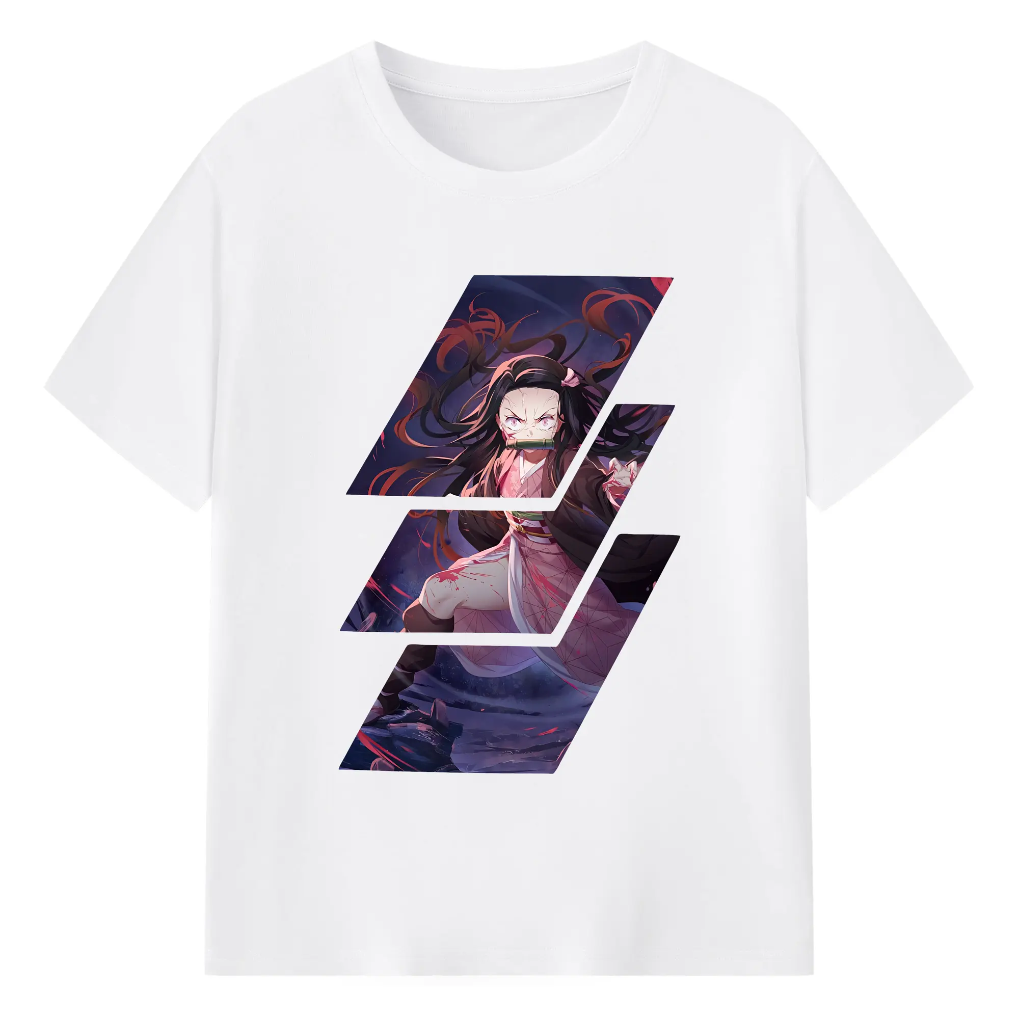 鬼滅の刃 グッズ,竈門 禰豆子 - 綿100％ 半袖Tシャツ ・ フロントプリント ・ 快適 通気性 ・ 日常使い 散歩 スポーツ用