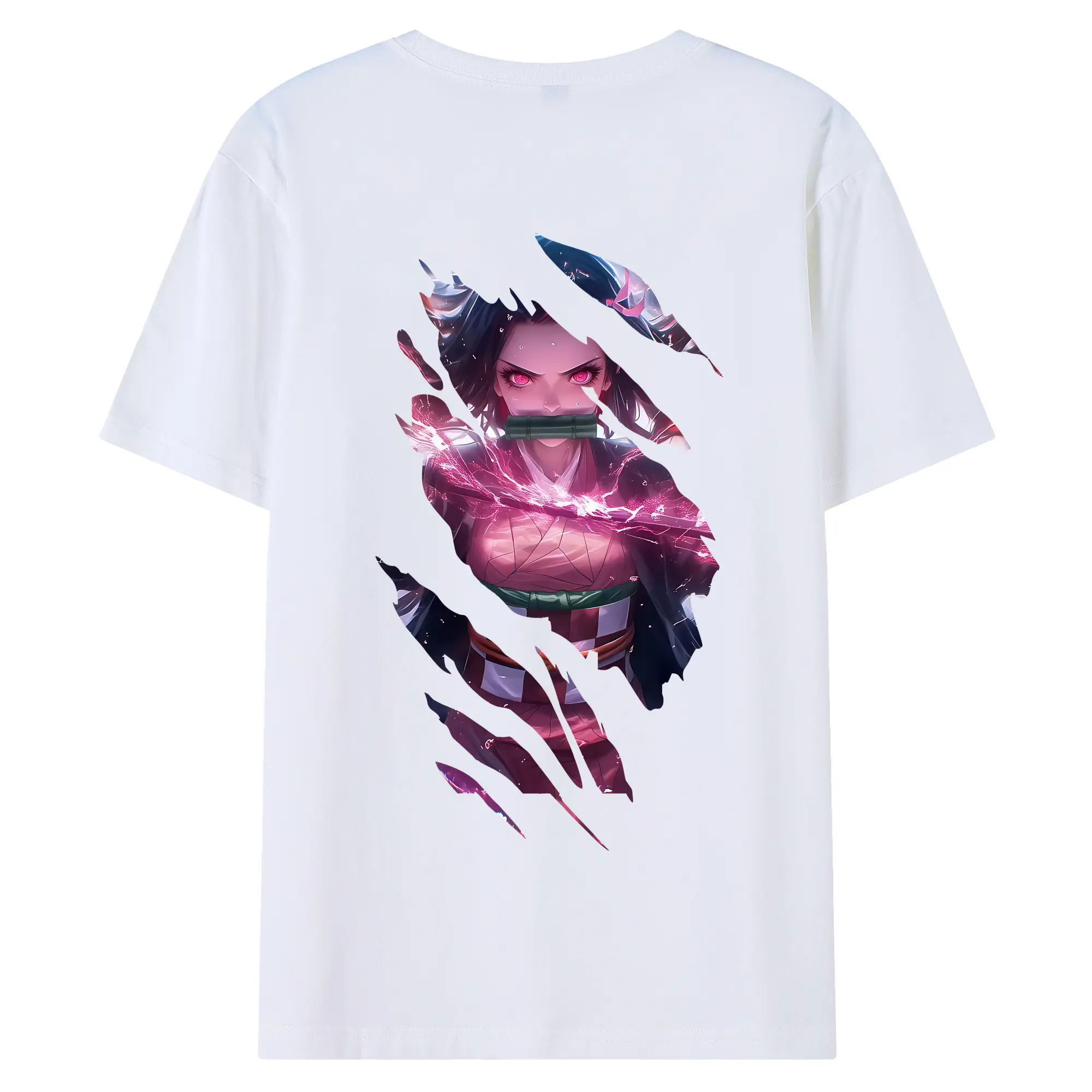 鬼滅の刃 グッズ,竈門 禰豆子 - 綿100％ 半袖Tシャツ ・ バックプリント ・ 快適 通気性 ・ 日常使い 散歩 スポーツ用