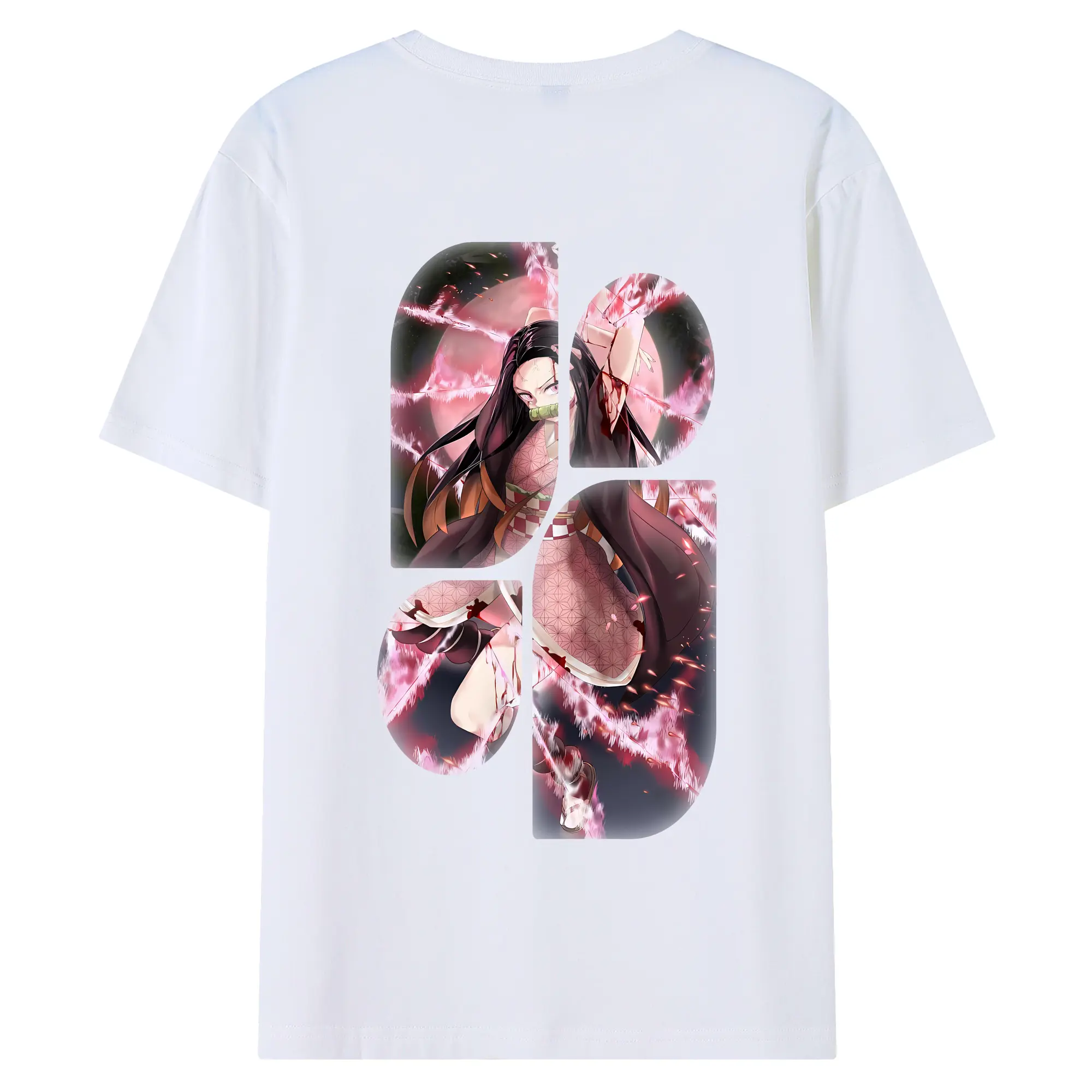 鬼滅の刃 グッズ,竈門 禰豆子 - 綿100％ 半袖Tシャツ ・ バックプリント ・ 快適 通気性 ・ 日常使い 散歩 スポーツ用