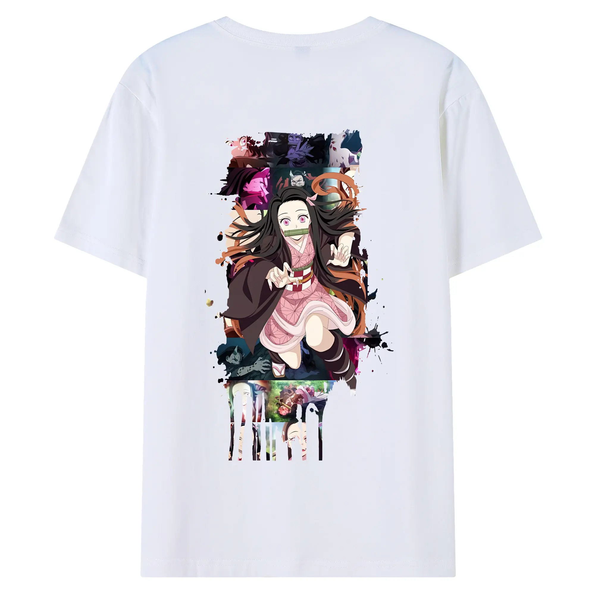 鬼滅の刃 グッズ,竈門 禰豆子 - 綿100％ 半袖Tシャツ ・ バックプリント ・ 快適 通気性 ・ 日常使い 散歩 スポーツ用